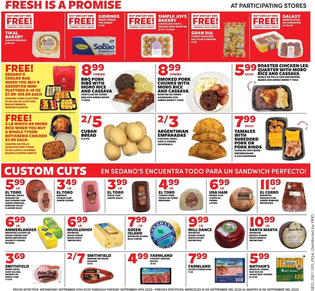 Sedano's Current Ad - FL - valid from 10.09.2025 | Page: 4 | Products: Spinach, Bread, Rice, Chocolate Chip