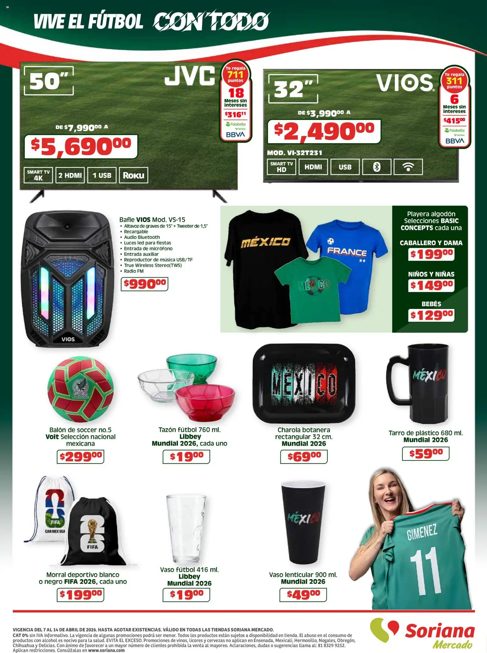 Nuevas ofertas de Soriana válidas en toda la República Mexicana desde el 07.04.2026. ¡Encuentra las mejores ofertas en Soriana En vacaciones apoyamos con todo - Mercado! | Página: 8 | Productos: Usb, Micrófono, Playera, Morral