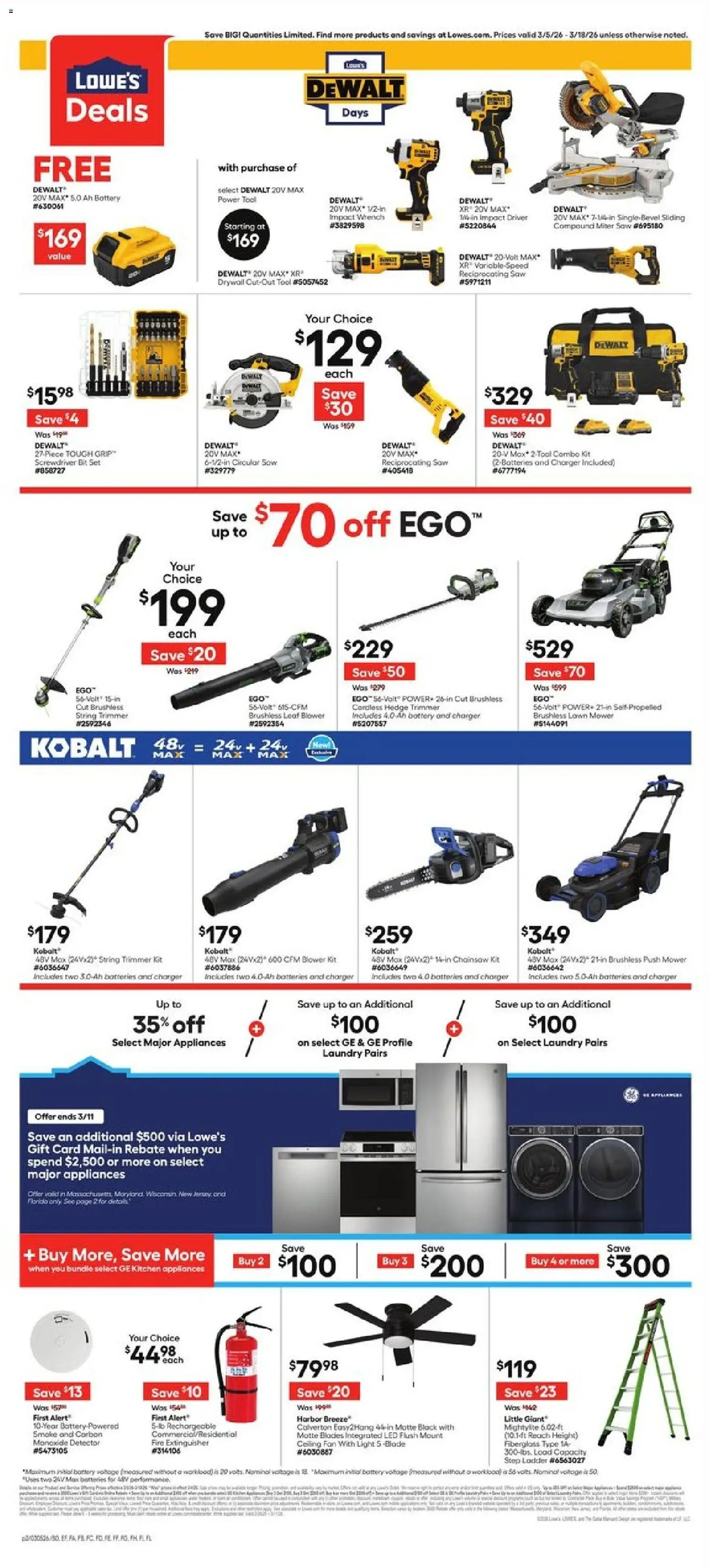 Lowe's Weekly Ad - valid from 05.03.2026 | Page: 2 | Products: Trimmer, Wrench, Battery, Fan