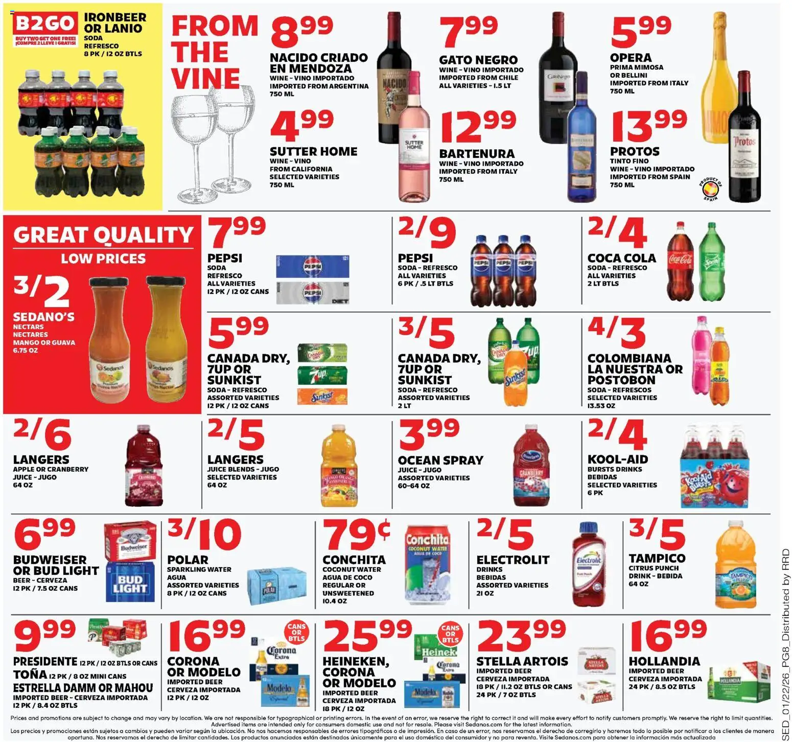 Sedano's Weekly Ad - valid from 21.01.2026 | Page: 8 | Products: Juice, Wine, Water, Mango