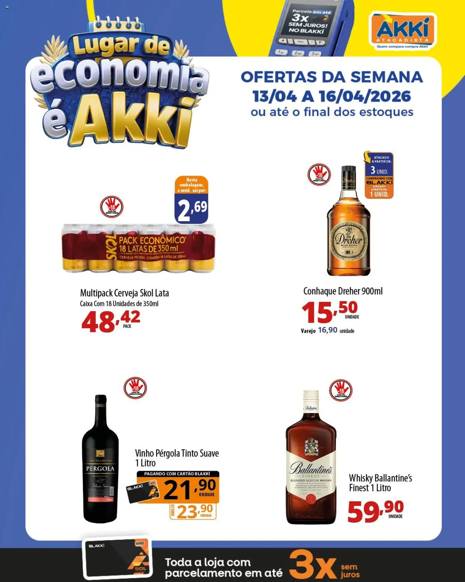 Akki Atacadista Folheto - válido de 13.04.2026 | Página: 6 | Produtos: Whisky, Conhaque, Vinho, Cerveja