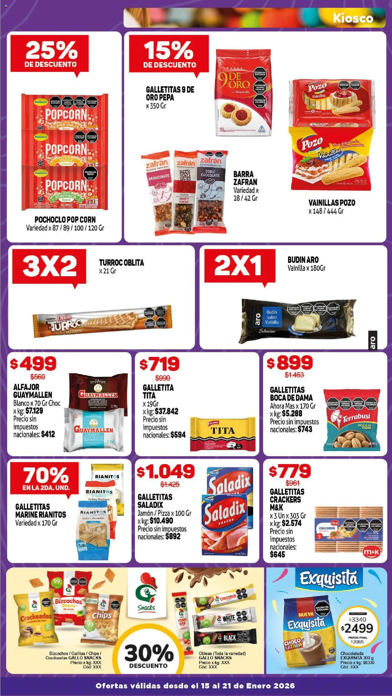 Makro ofertas │ válido desde el 15.01.2026 | Página: 7 | Productos: Budín, Chocolate, Pizza, Galletas