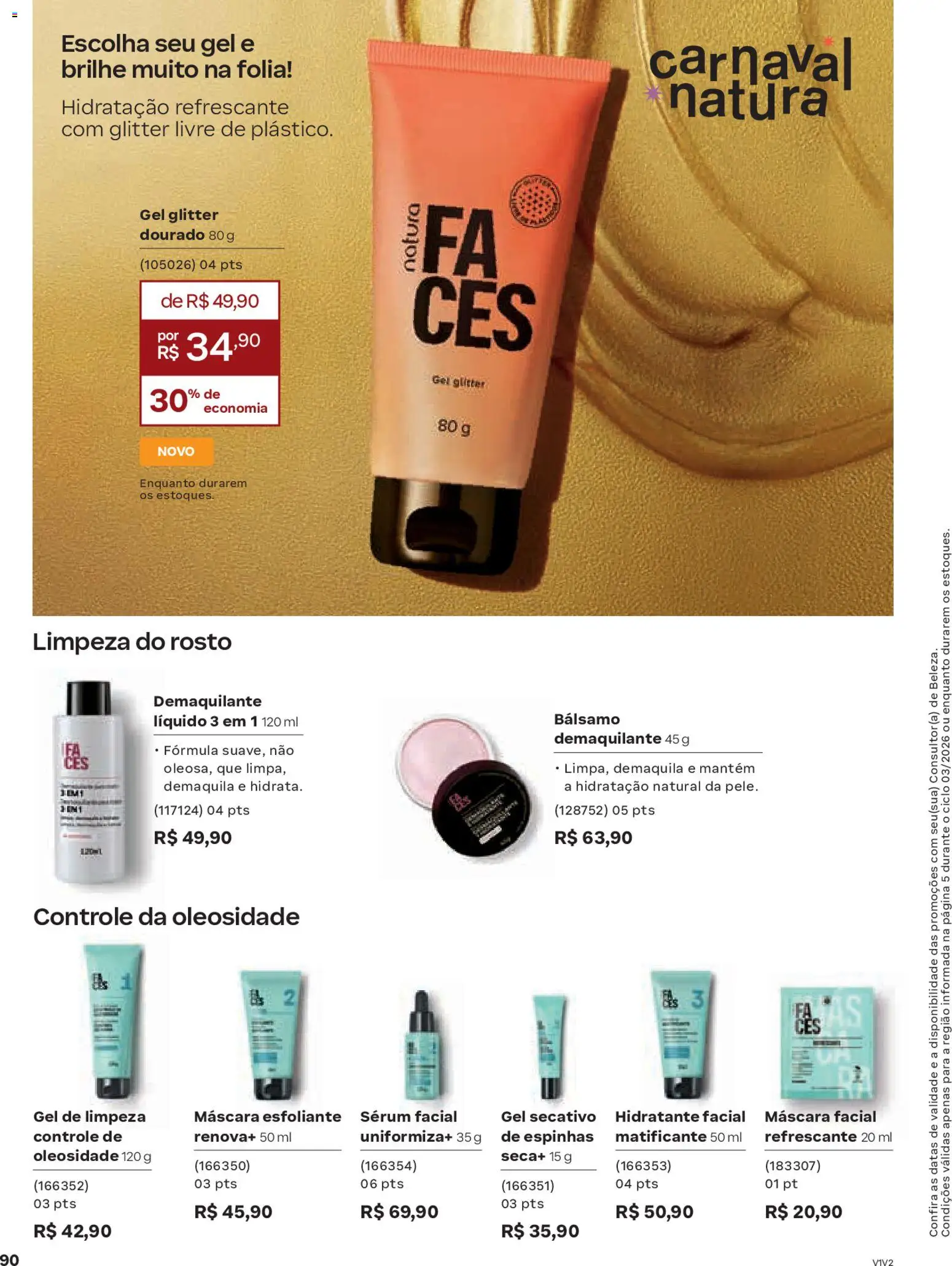Natura Folheto - válido de 04.02.2026 | Página: 90 | Produtos: Máscara facial, Sérum, Demaquilante, Gel de limpeza