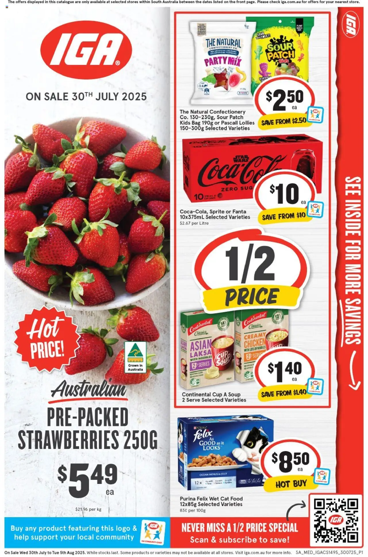 IGA catalogue - valid from 30.07.2025 | Page: 1 | Products: Plant, Noodles, Strawberries, Bag