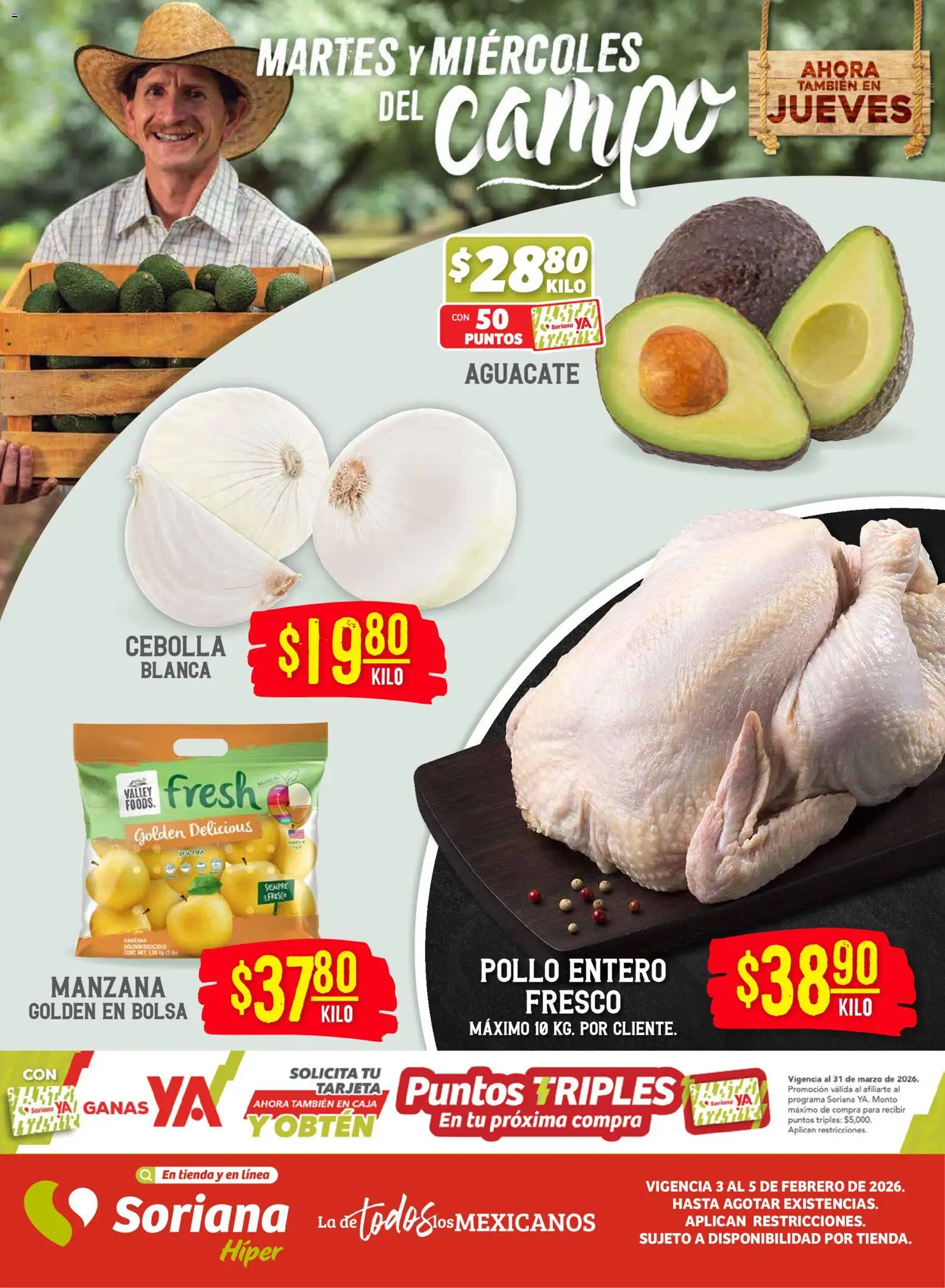 Nuevas ofertas de Soriana válidas en toda la República Mexicana desde el 03.02.2026. ¡Encuentra las mejores ofertas en Soriana - Martes y Miércoles del Campo Híper: Chih, Delicias, Dur y Coah (excepto Saltillo)! | Página: 1