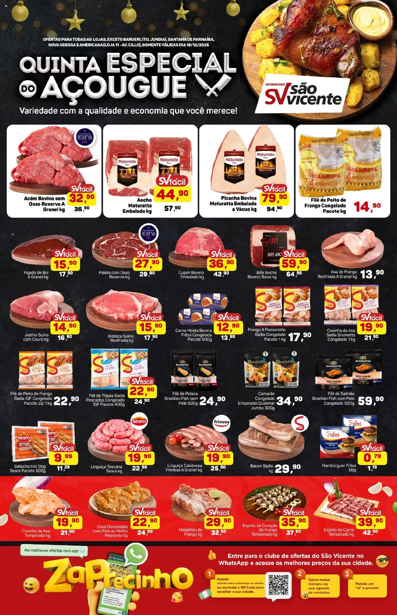 Supermercados São Vicente Folheto - válido de 18.12.2025 | Página: 1 | Produtos: Asa de frango, Soda, Carne moída, File de polaca