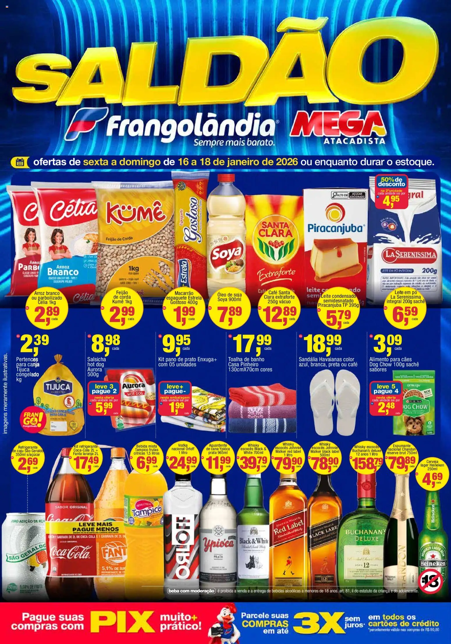 Frangolândia Folheto - válido de 16.01.2026 | Página: 1 | Produtos: Espaguete, Feijão, Heineken, Leite em pó