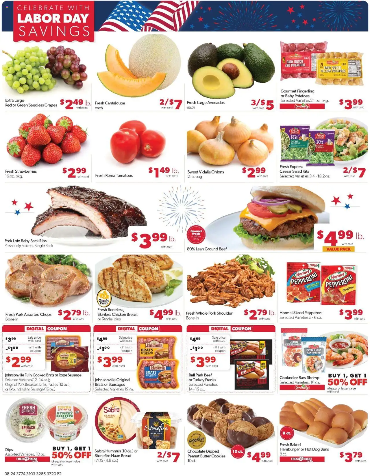 Family Fare Weekly Ad - IA - valid from 24.08.2025 | Page: 2 | Products: Tomatoes, Salad, Sausage, Grapes