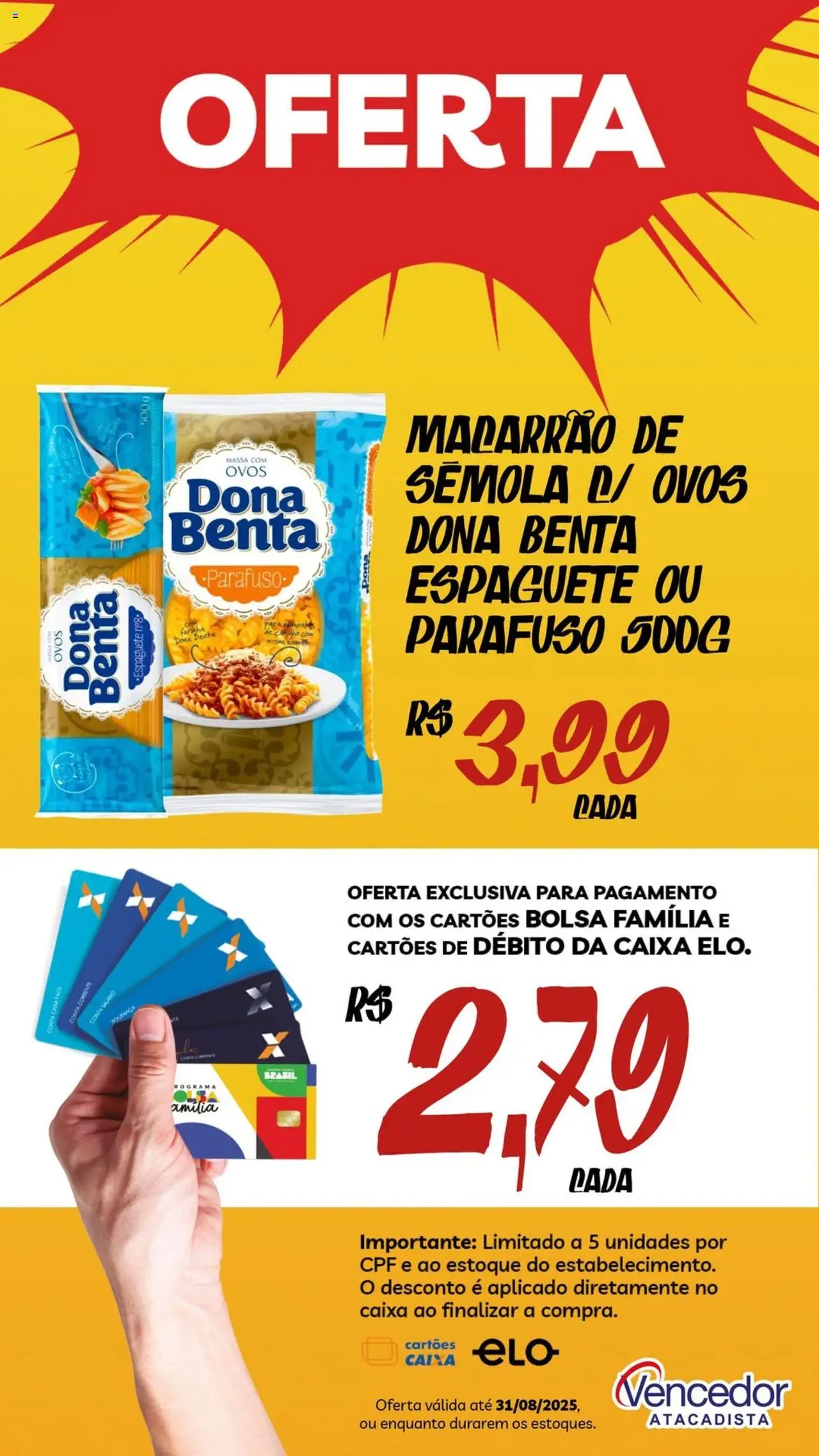 Vencedor Atacadista Folheto - válido de 12.08.2025 | Página: 3 | Produtos: Caixa, Macarrão, Massa, Bolsa