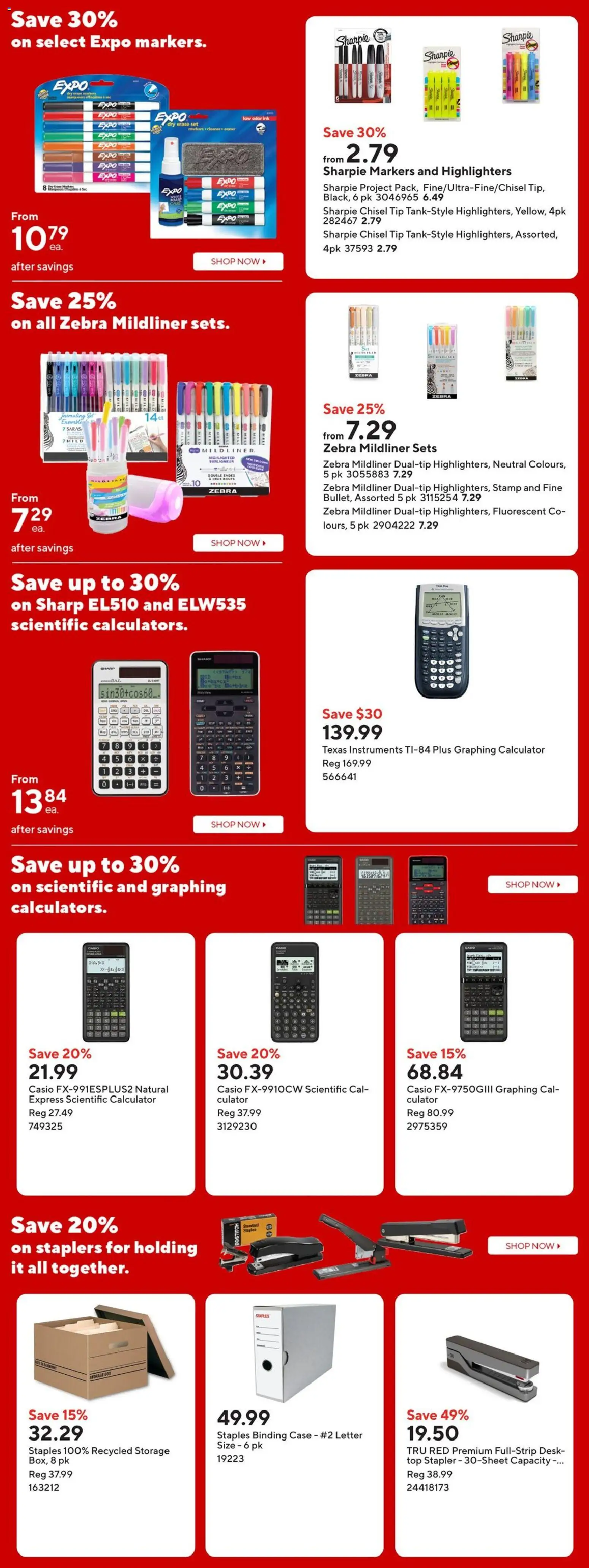 Staples flyer valid from 30.01.2026 | Page: 14 | Products: Case, Calculator, Highlighter, Box