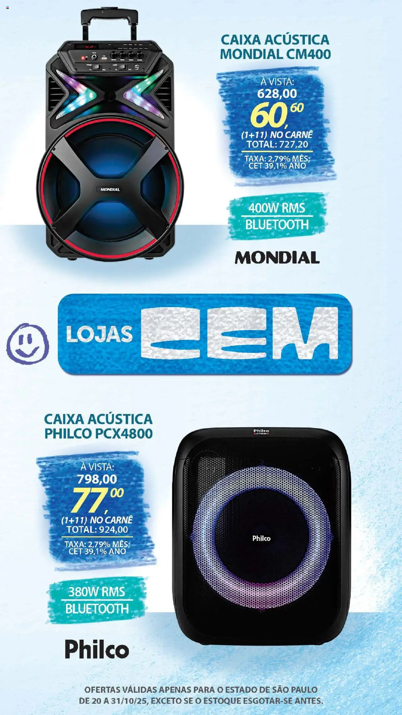 Lojas Cem Folheto - válido de 20.10.2025 | Página: 60 | Produtos: Caixa acústica, Caixa, Carne