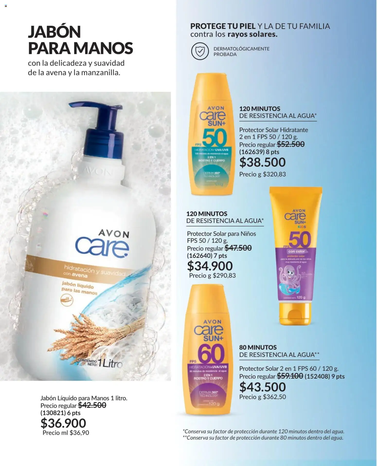 Avon revista - valida desde el 25.02.2026 | Página: 160 | Productos: Agua, Jabón líquido, Protector solar, Jabón