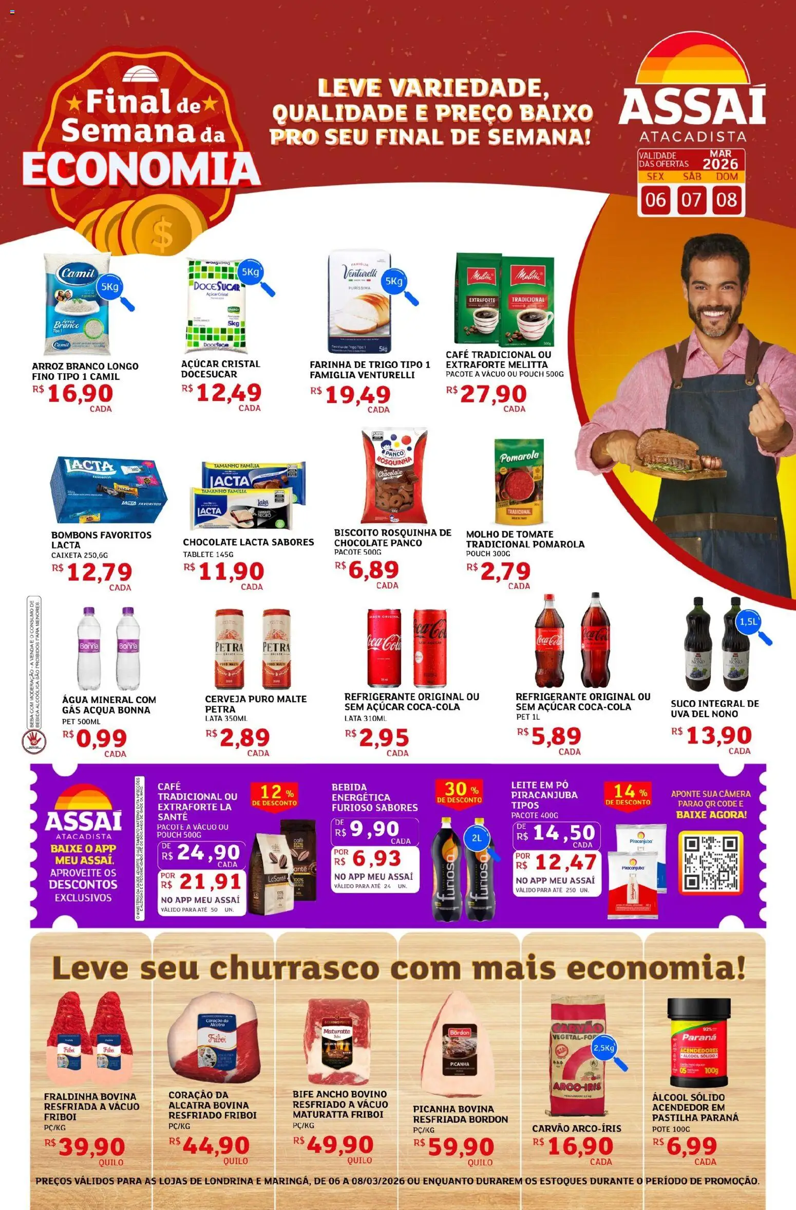Assaí Atacadista Folheto - válido de 06.03.2026 | Página: 1 | Produtos: Pó, Cola, Picanha, Bebida