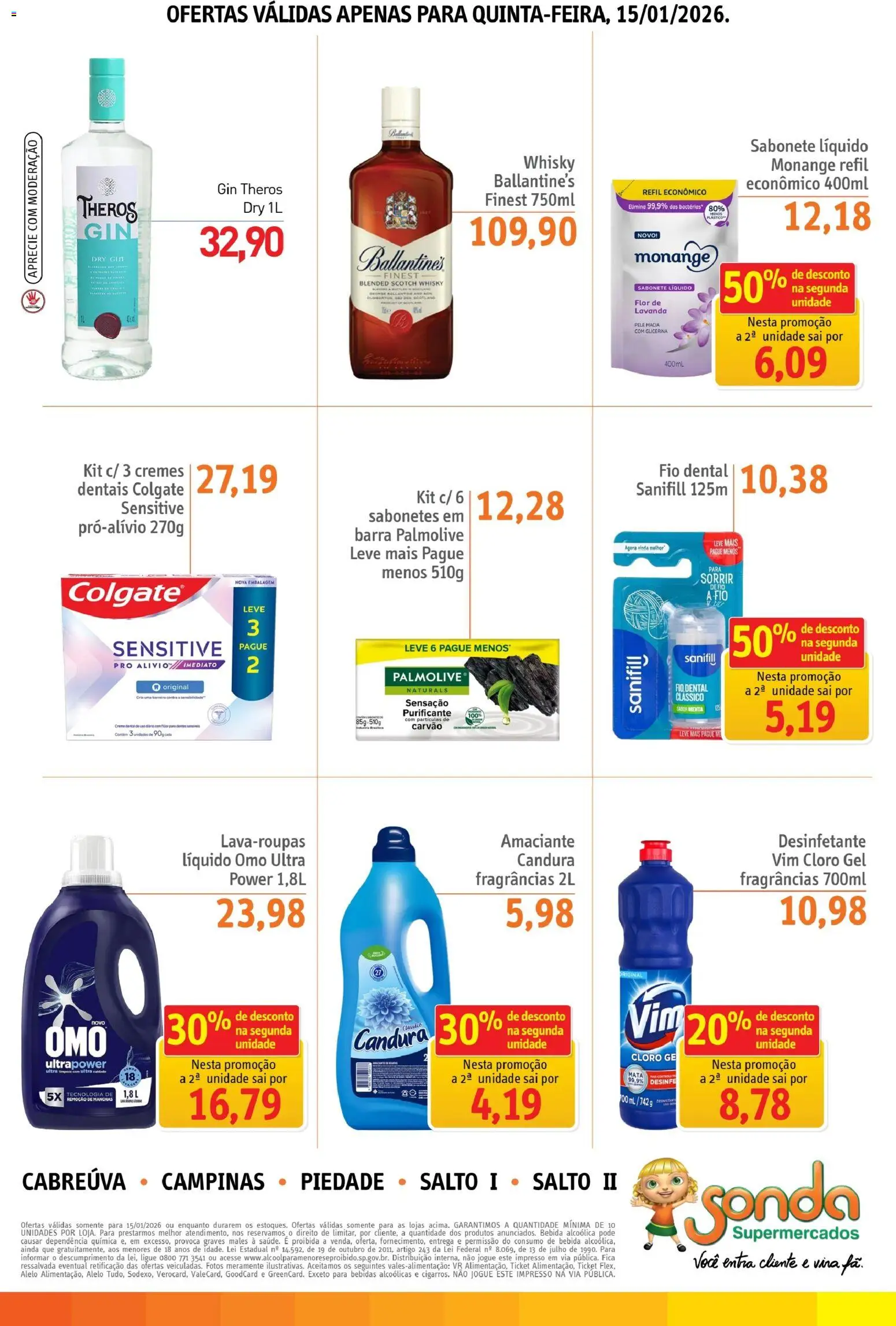 Sonda Folheto - válido de 15.01.2026 | Página: 4 | Produtos: Whisky, Sabonete, Bebida, Desinfetante