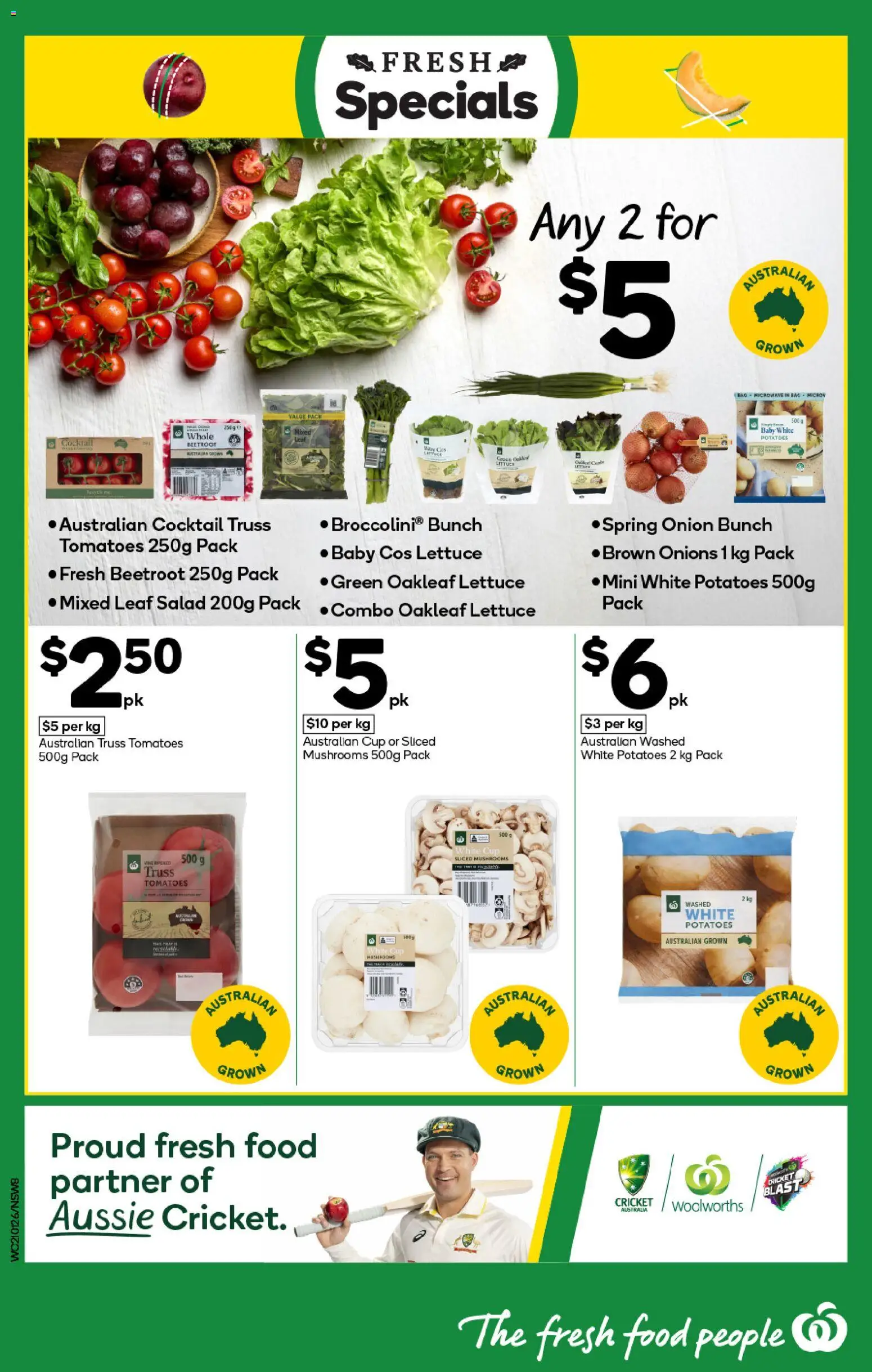 Woolworths catalogue - valid from 21.01.2026 | Page: 8 | Products: Tomatoes, Mushrooms, Onions, Beetroot