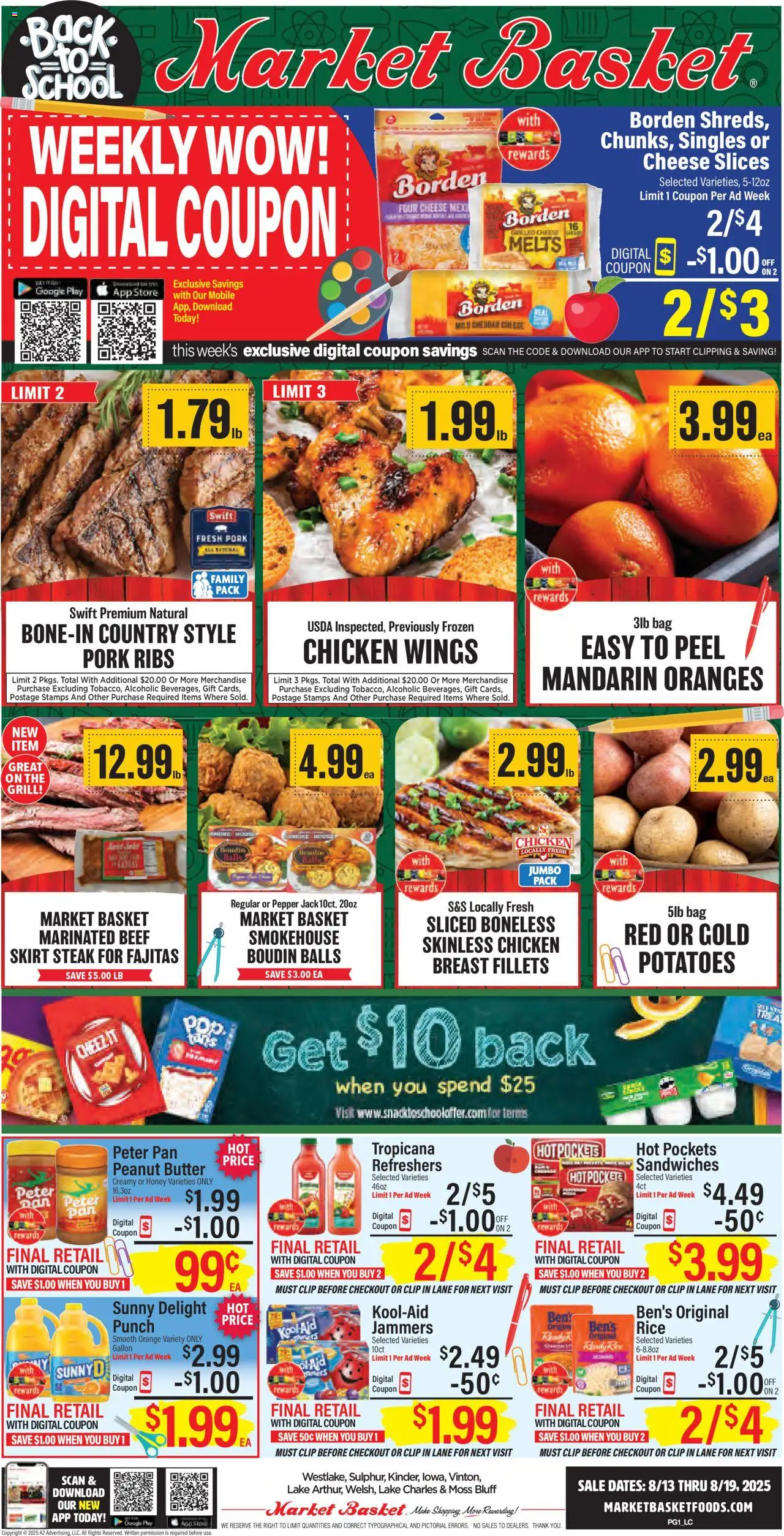 Market Basket Weekly Ad - valid from 13.08.2025 | Page: 1 | Products: Potatoes, Pepper, Bag, Grill