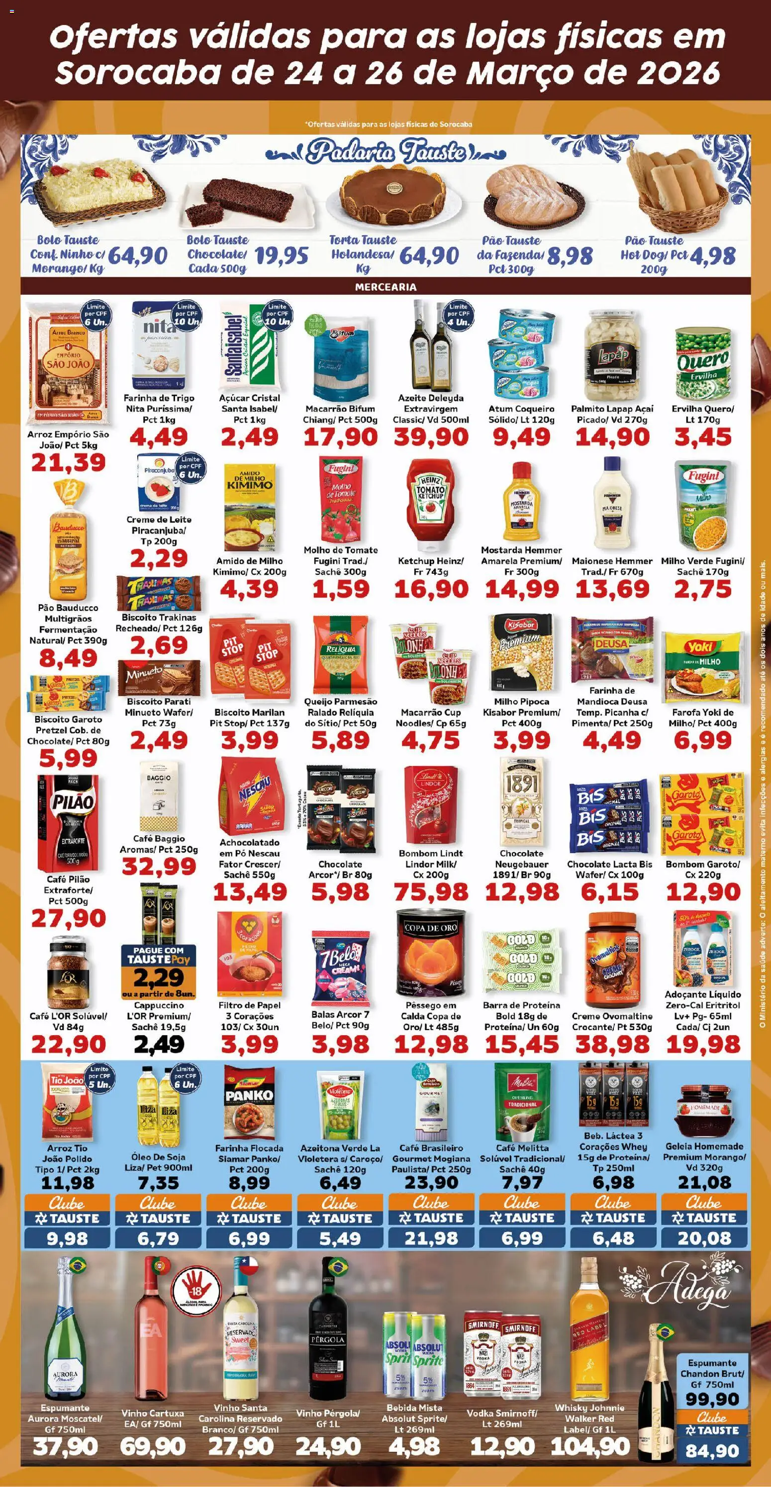 Tauste Folheto - válido de 24.03.2026 | Página: 3 | Produtos: Biscoito parati, Arroz, Café pilão, Atum