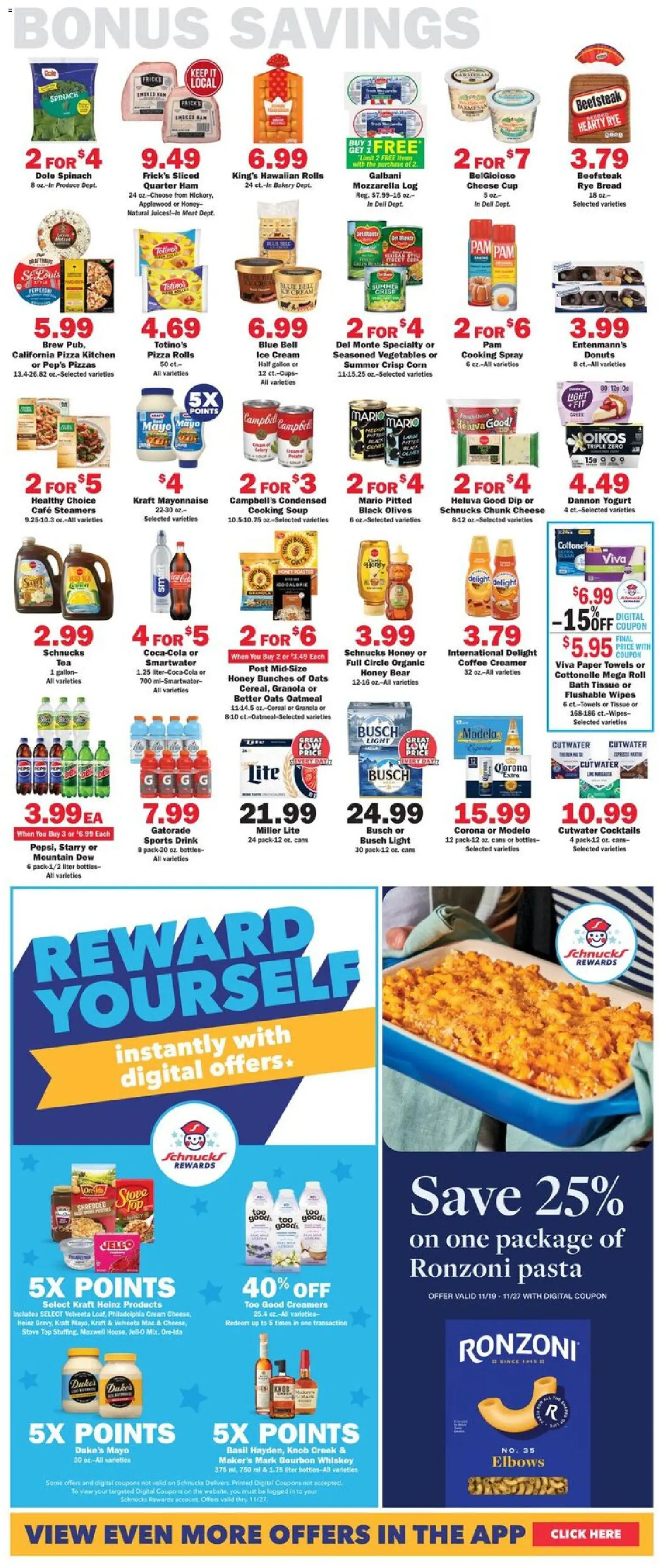 Schnucks Weekly Print Ad - MO - valid from 19.11.2025 | Page: 5 | Products: Spinach, Cream, Whiskey, Vegetables