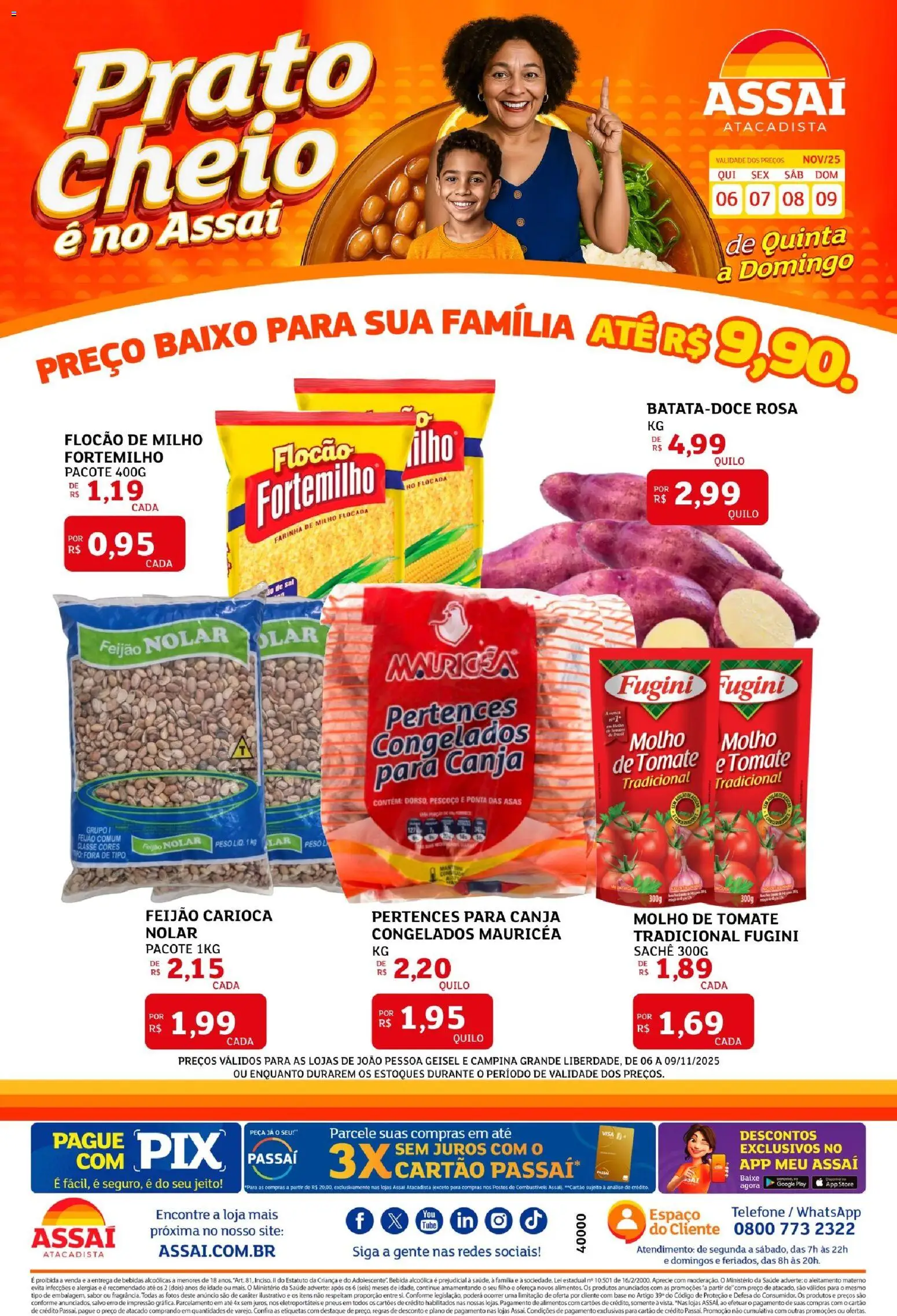 Assaí Atacadista Folheto - válido de 06.11.2025 | Página: 1 | Produtos: Feijão, Pó, Baixo, Bebida