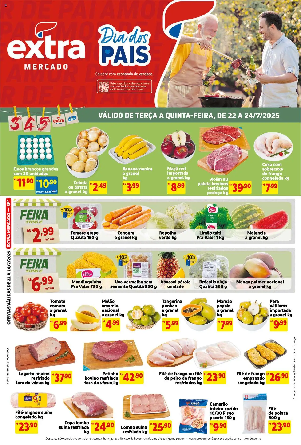 Extra Folheto - válido de 22.07.2025 | Página: 1 | Produtos: Repolho, Filé de frango, Cenoura, Batata