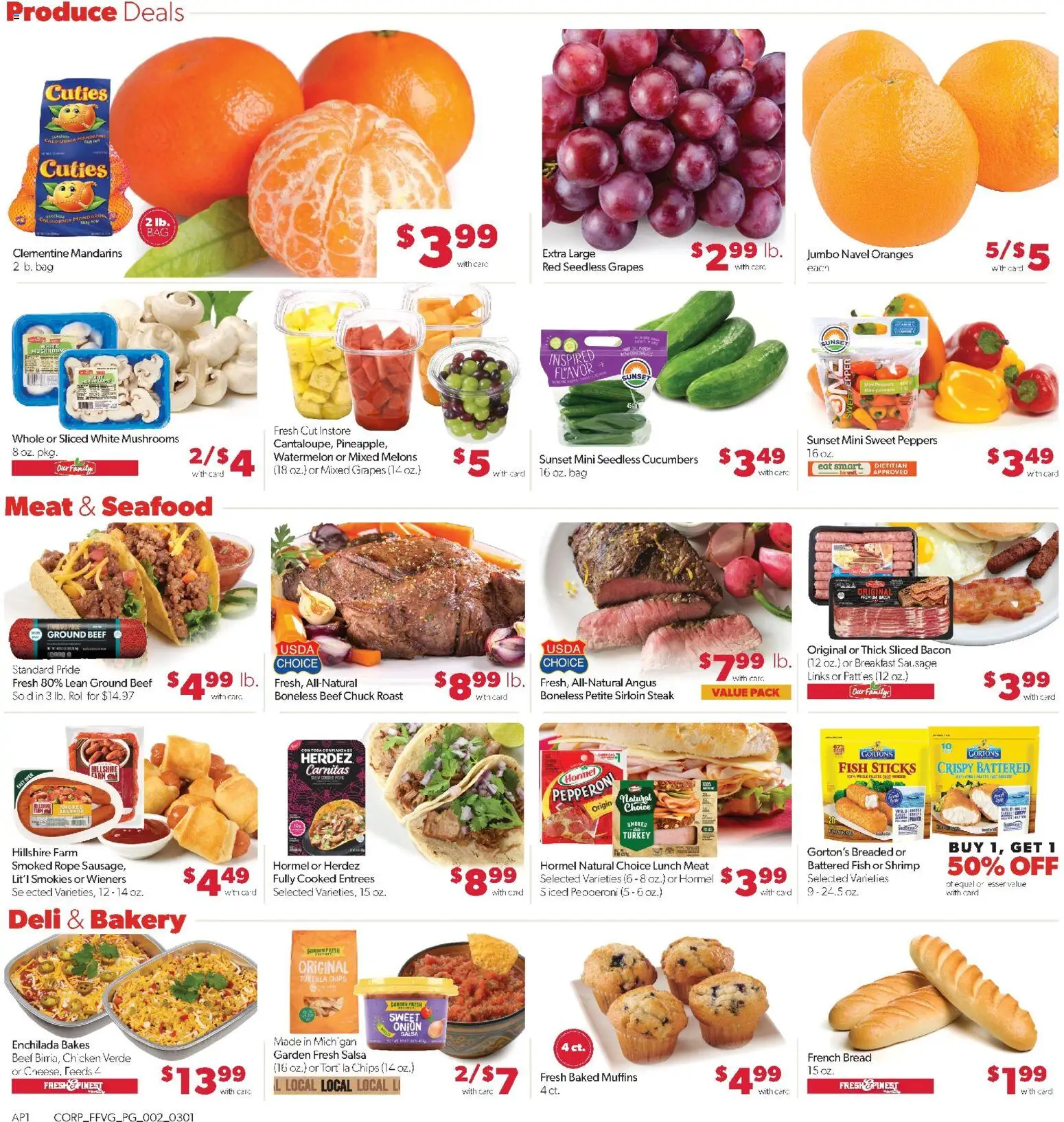 Family Fare Weekly Ad - valid from 01.03.2026 | Page: 2 | Products: Bakery, Mushrooms, Fish, Bag
