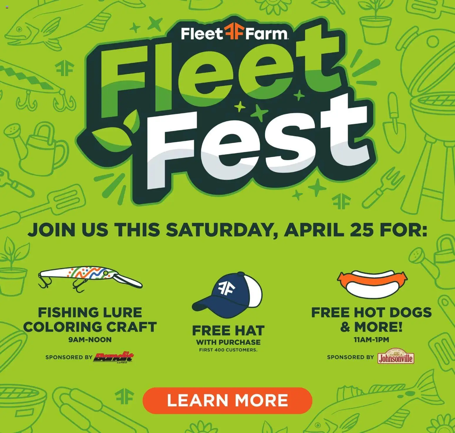 Mills Fleet Farm Weekly Ad - valid from 20.04.2026 | Page: 11 | Products: Lure, Hat, Hot Dogs