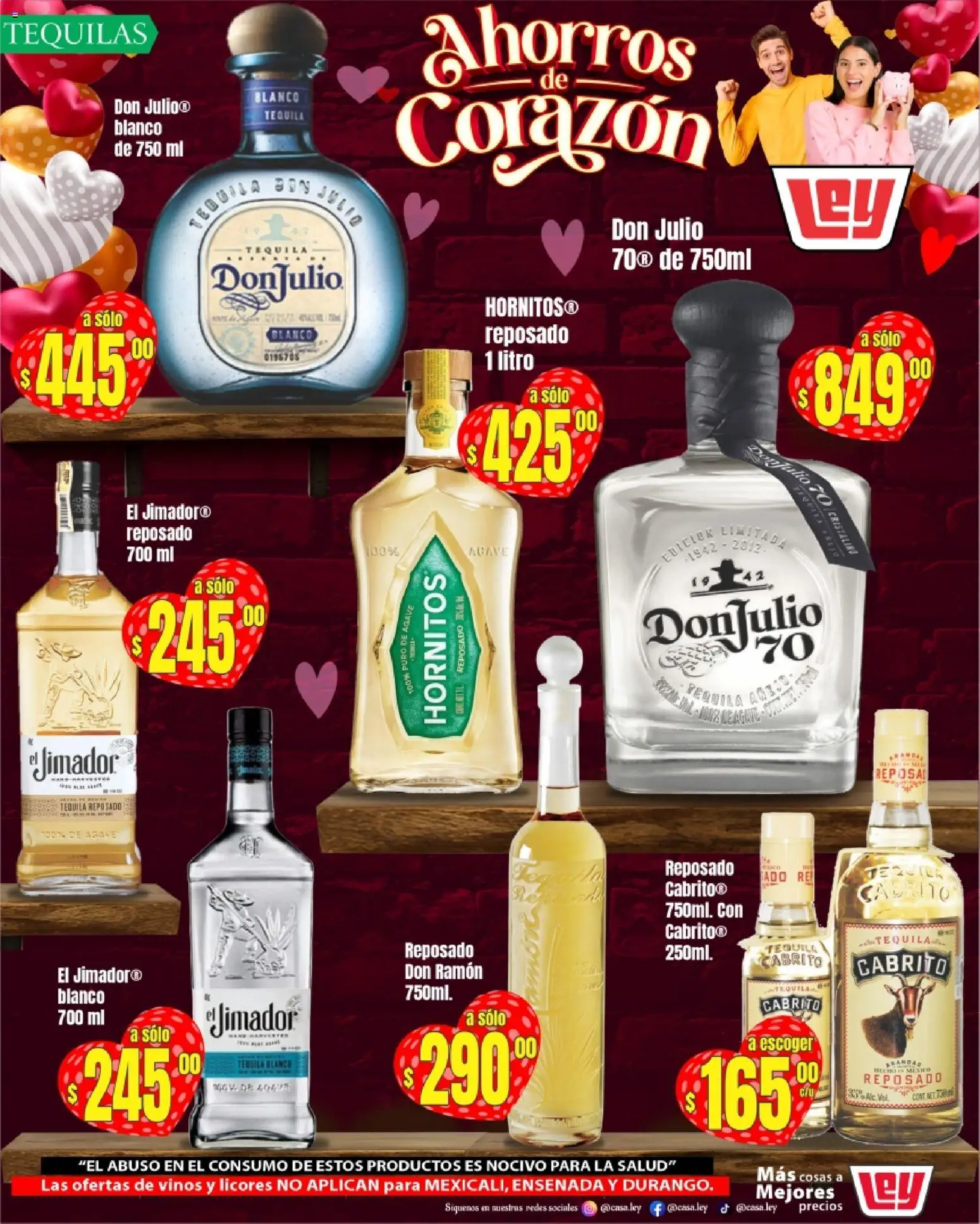 Nuevas ofertas de Casa Ley válidas en toda la República Mexicana desde el 03.02.2026. ¡Encuentra las mejores ofertas en Casa Ley folleto Ahorros de Corazón frontera! | Página: 17 | Productos: Tequila