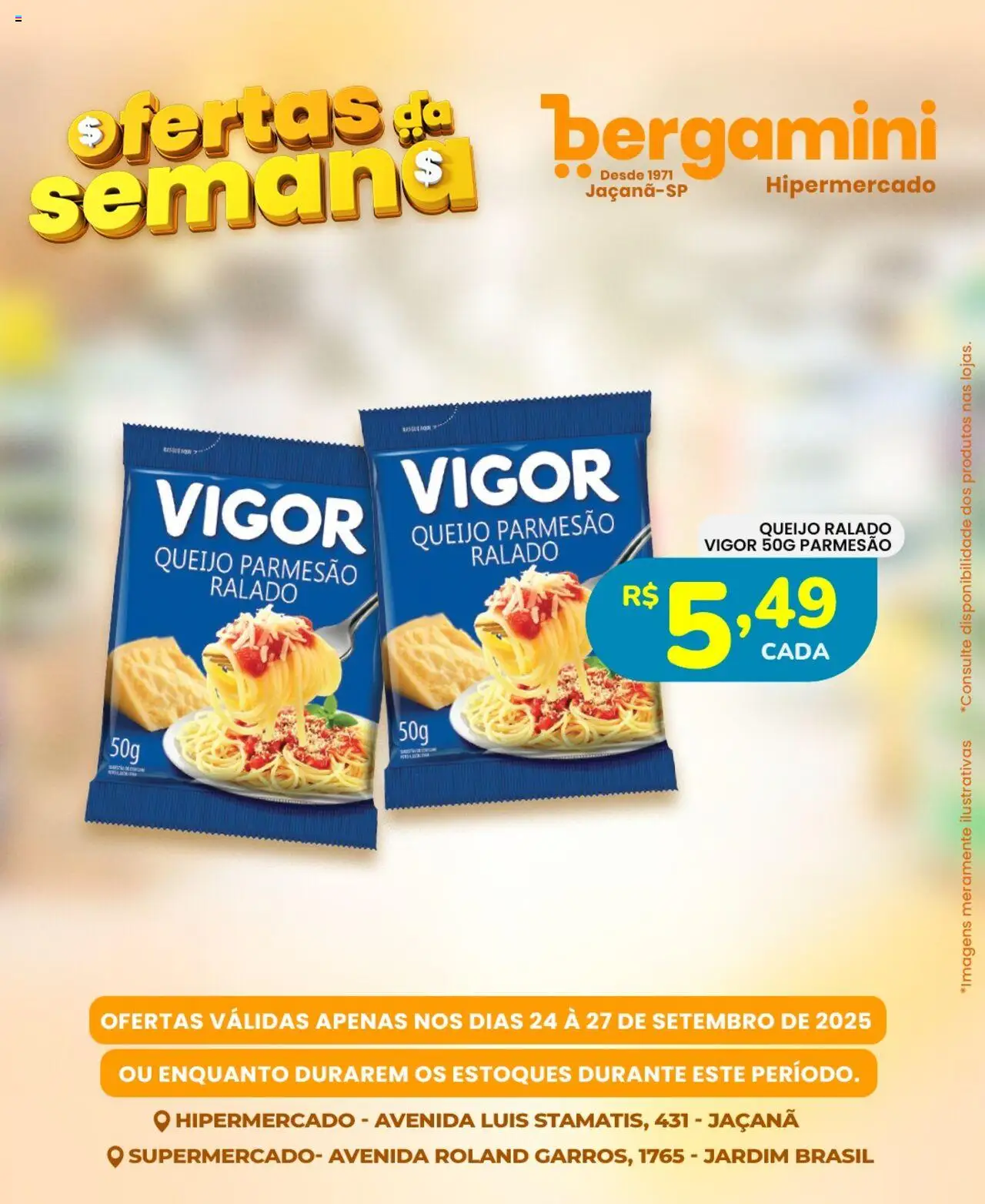 Supermercado Bergamini Folheto - válido de 24.09.2025 | Página: 9 | Produtos: Queijo, Parmesão, Queijo ralado, Queijo parmesão