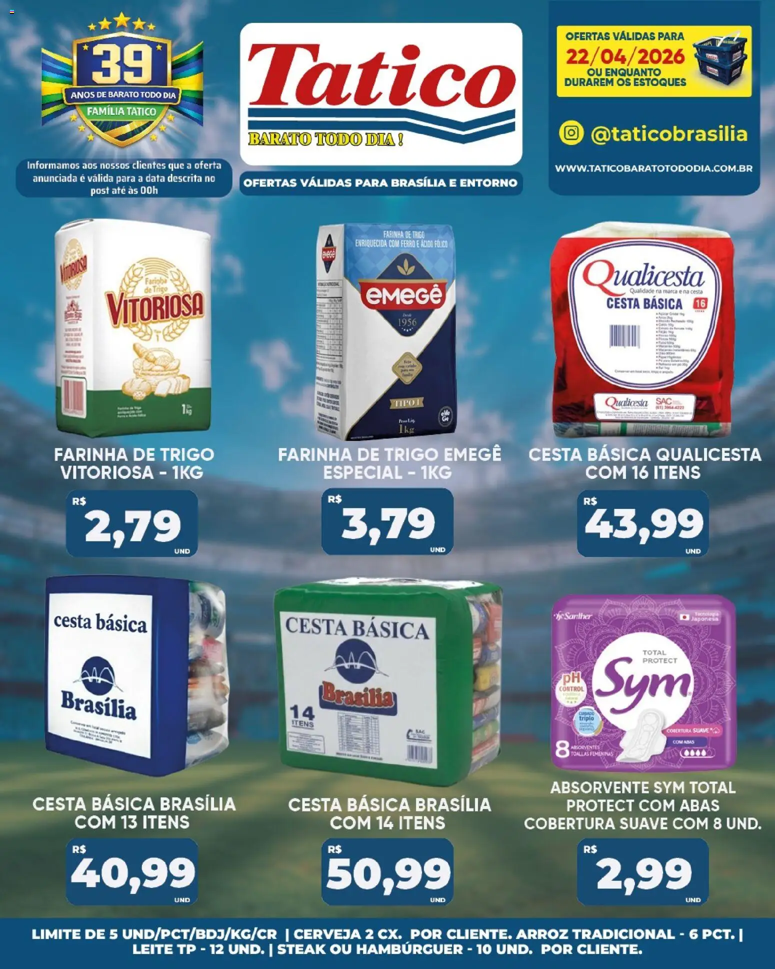 Tatico Folheto - válido de 22.04.2026 | Página: 19 | Produtos: Cesta, Cerveja, Hambúrguer, Absorvente