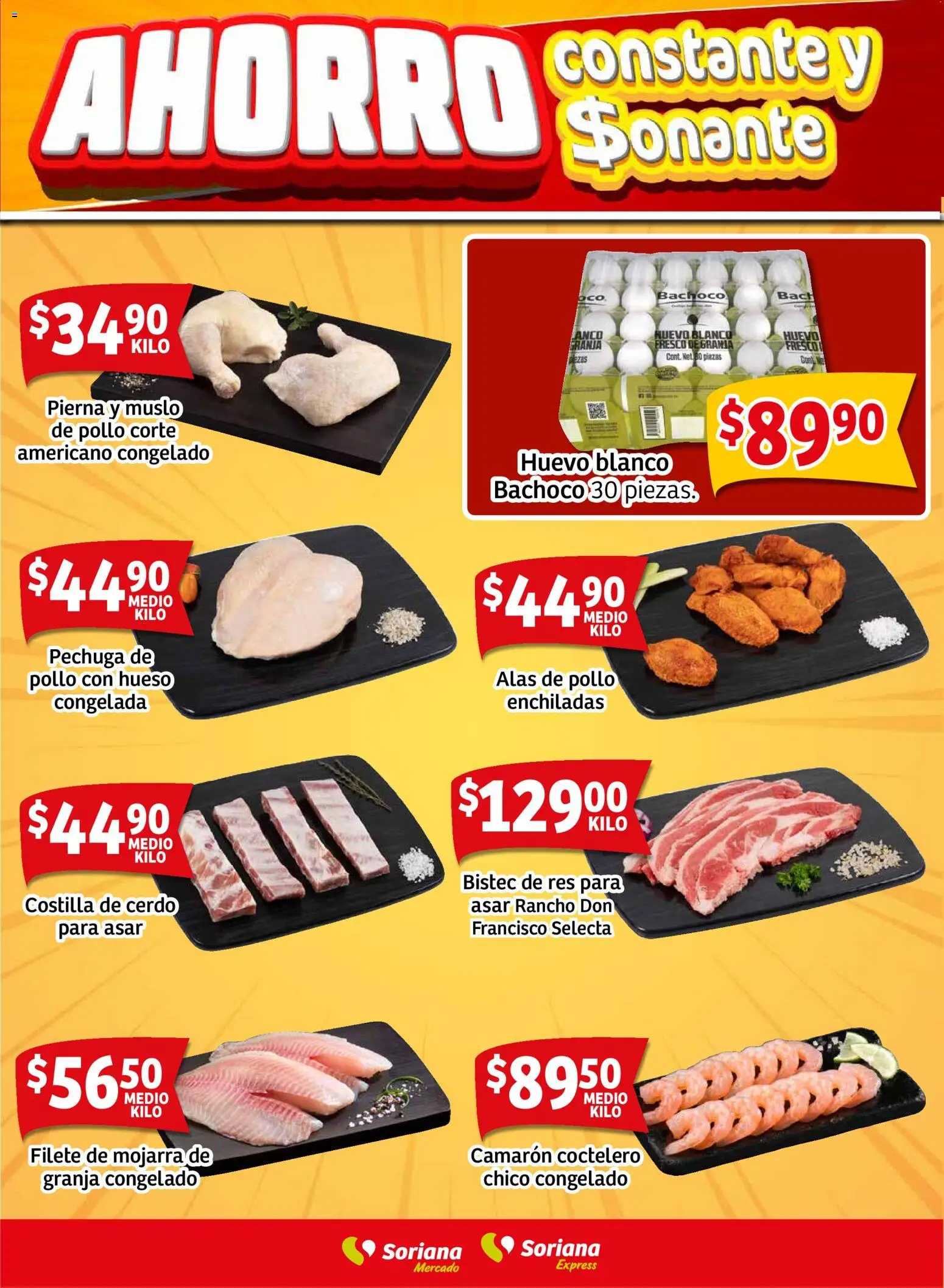 Nuevas ofertas de Soriana válidas en toda la República Mexicana desde el 23.10.2025. ¡Encuentra las mejores ofertas en Soriana - Fin de Semana Mercado: Ags, Nay, Jal, Qro, Col, Mich, Gto, Hgo, Tlax, Mor, Pue, Gro, Oax, Edo. de Mex, CDMX, Zac y SLP! | Página: 7 | Productos: Pollo, Huevo, Cerdo, Res