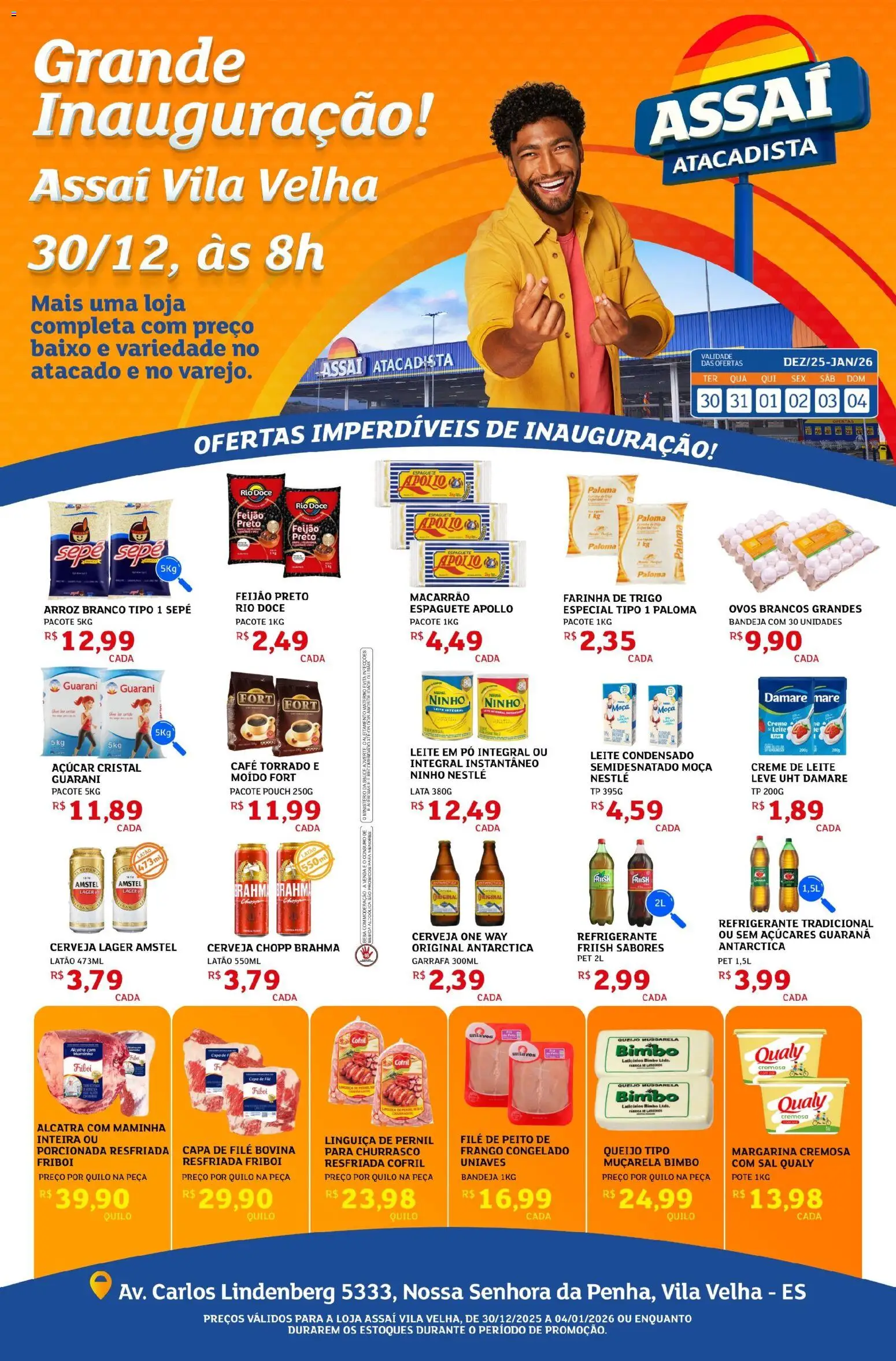 Assaí Atacadista Folheto - válido de 30.12.2025 | Página: 1 | Produtos: Pernil, Café, Arroz, Açúcar