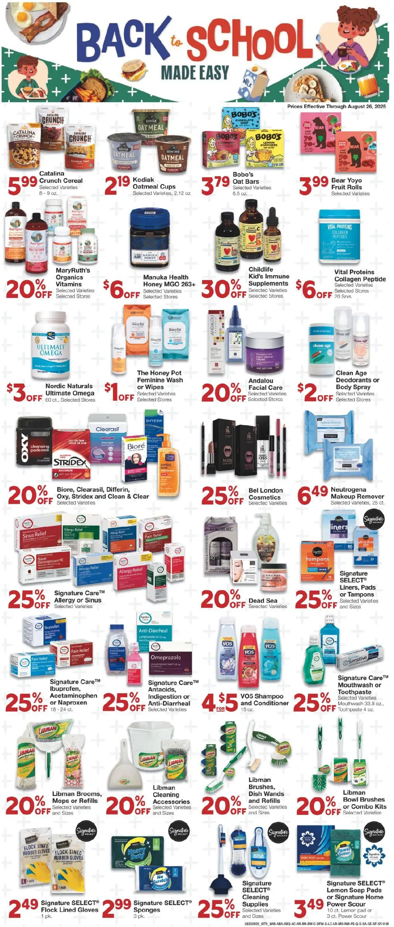 United Supermarkets Weekly Ad - valid from 19.08.2025 | Page: 8 | Products: Vitamin, Makeup Remover, Tampons, Cream