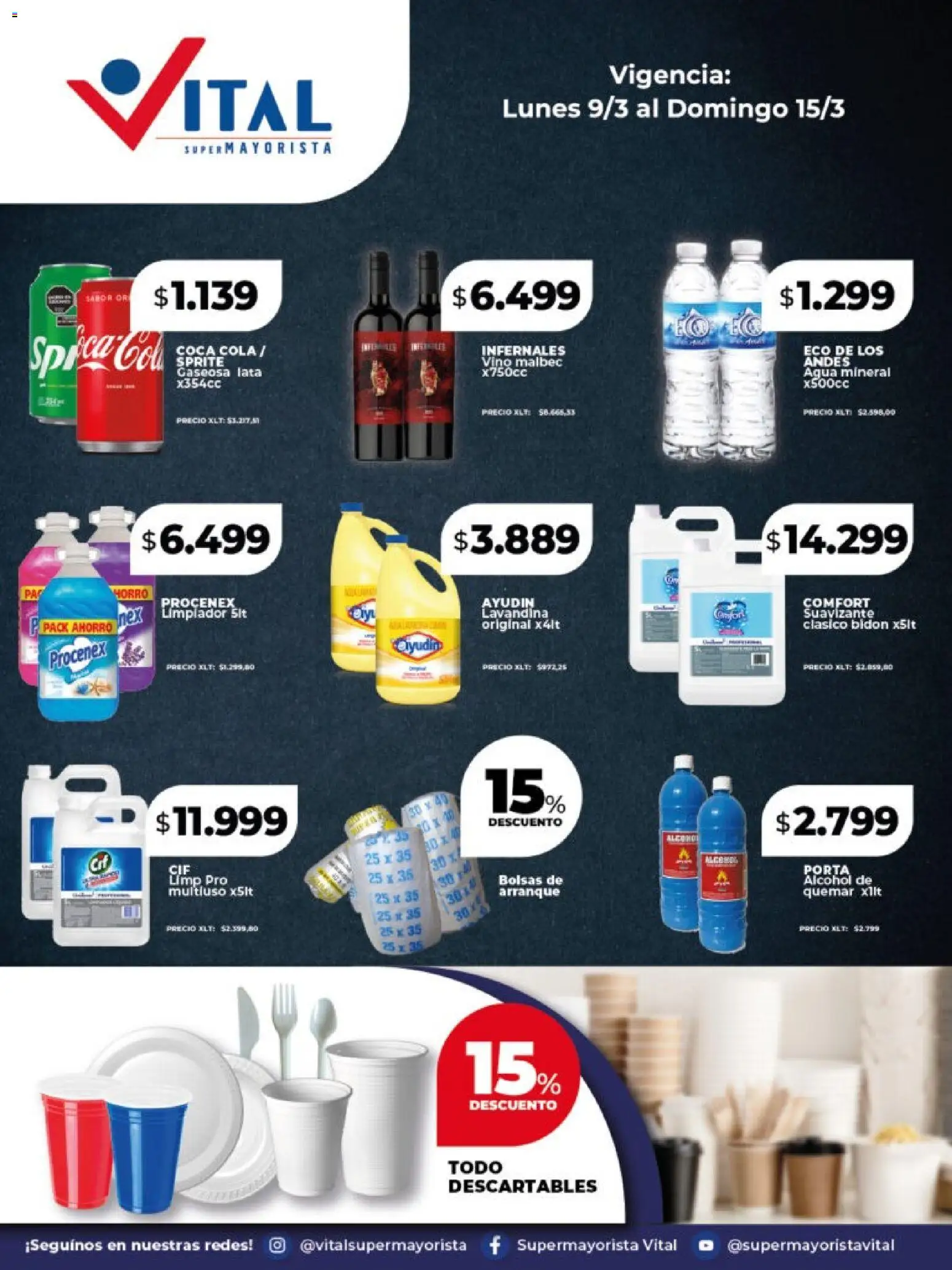 Vital - Especial Vital corporativa │ válido desde el 09.03.2026 | Página: 5 | Productos: Lavandina, Bidón, Gaseosa, Vino