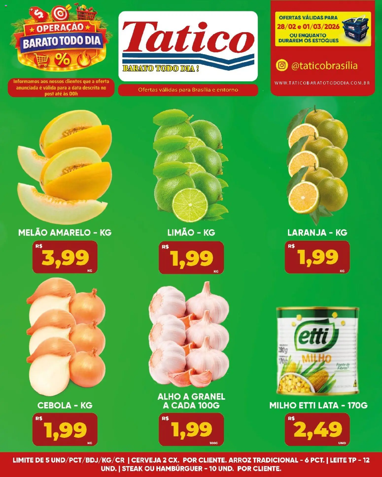 Tatico Folheto - válido de 02.03.2026 | Página: 30 | Produtos: Melão, Alho, Cerveja, Hambúrguer