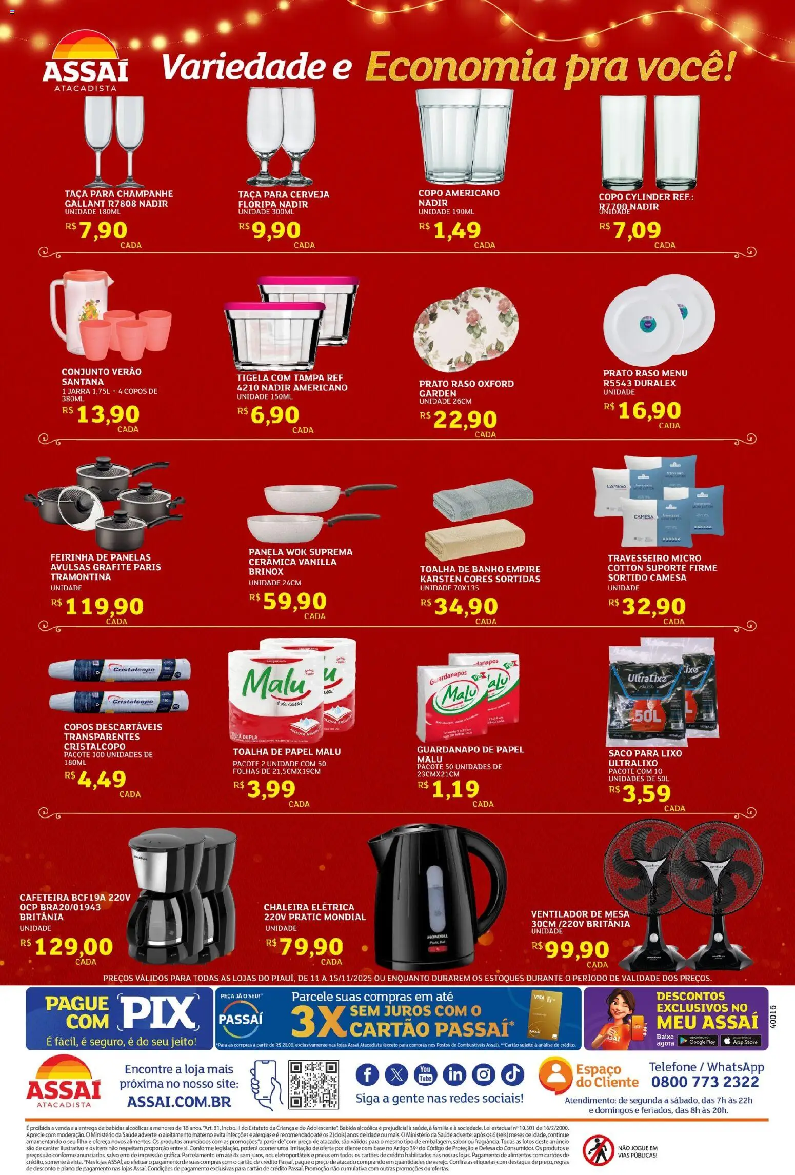 Assaí Atacadista Folheto - válido de 11.11.2025 | Página: 4 | Produtos: Chaleira elétrica, Cafeteira, Mesa, Base