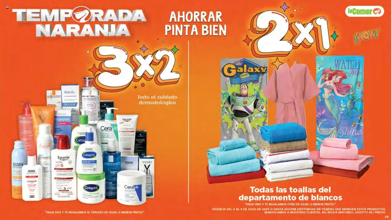 Nuevas ofertas de La Comer válidas en toda la República Mexicana desde el 02.07.2025. ¡Encuentra las mejores ofertas en La Comer folleto! | Página: 24 | Productos: Té, Toallas