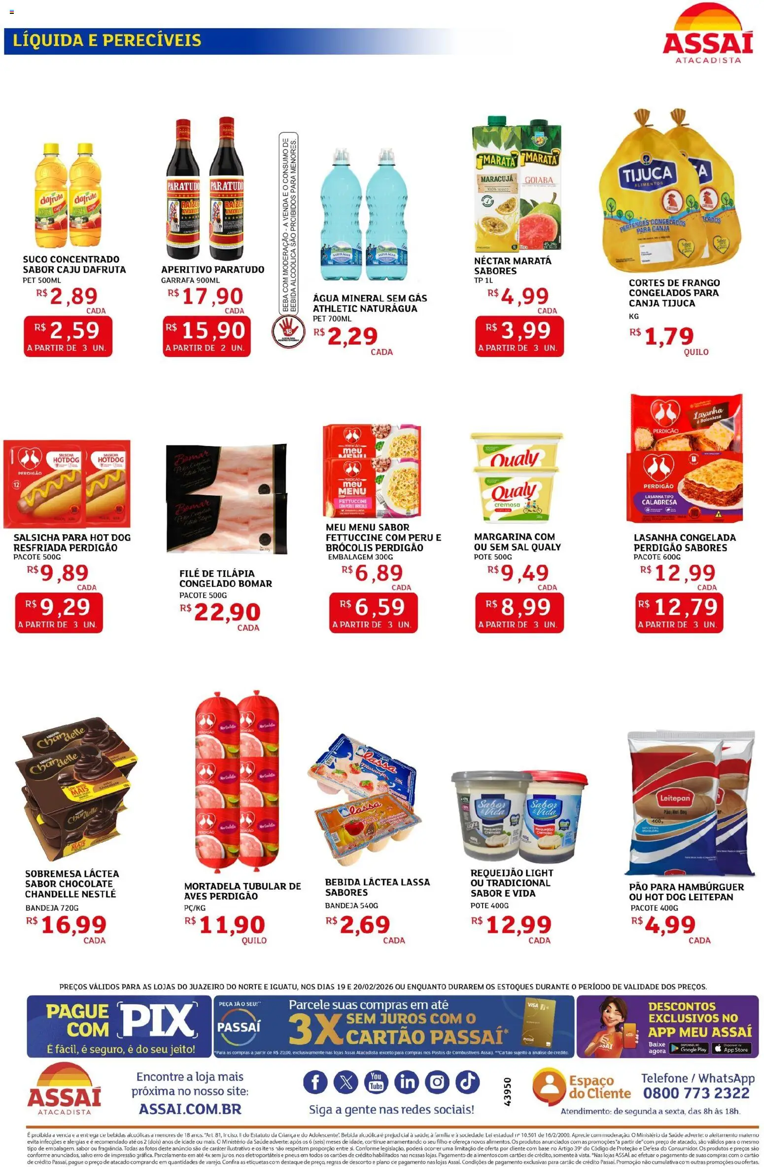Assaí Atacadista Folheto - válido de 19.02.2026 | Página: 2 | Produtos: Pão, Água mineral, Brócolis, Frango