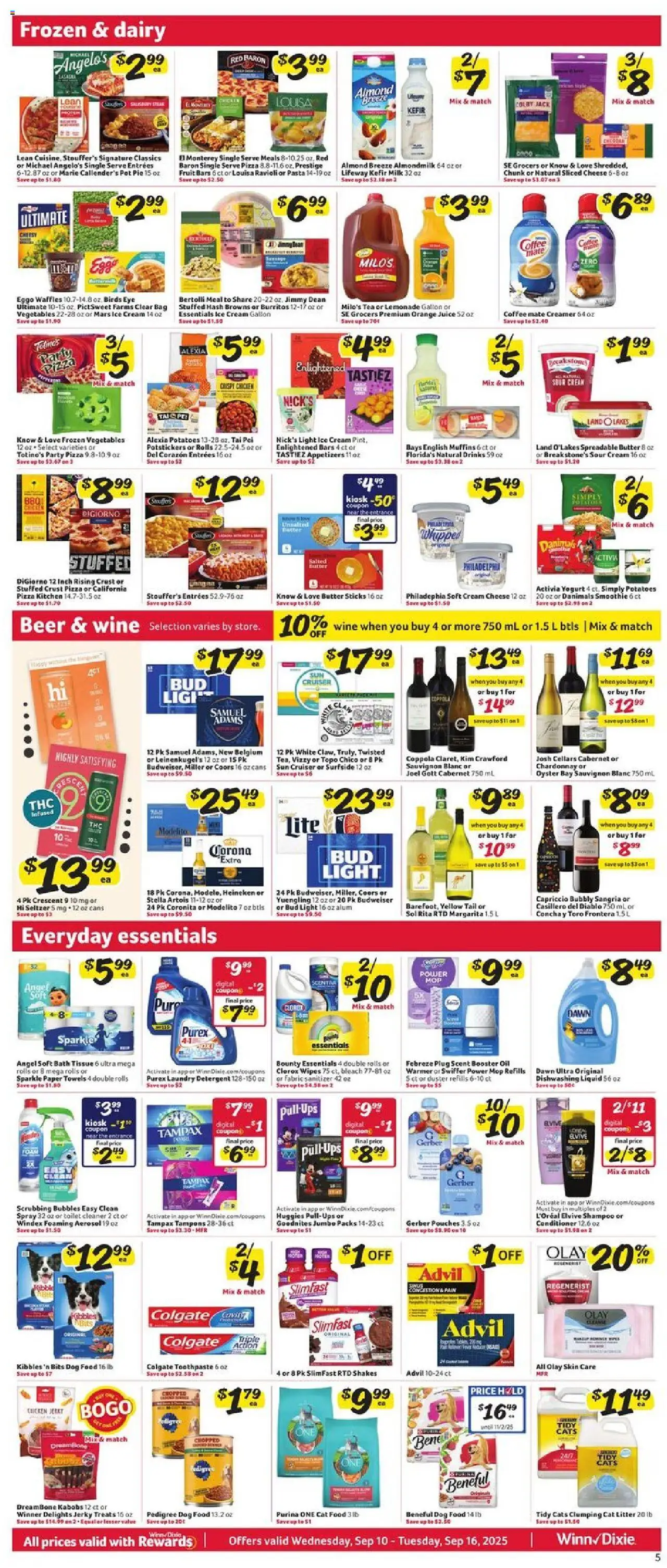 Winn Dixie Weekly Circular - FL - valid from 10.09.2025 | Page: 7 | Products: Cat Food, Shampoo, Beer, Bag