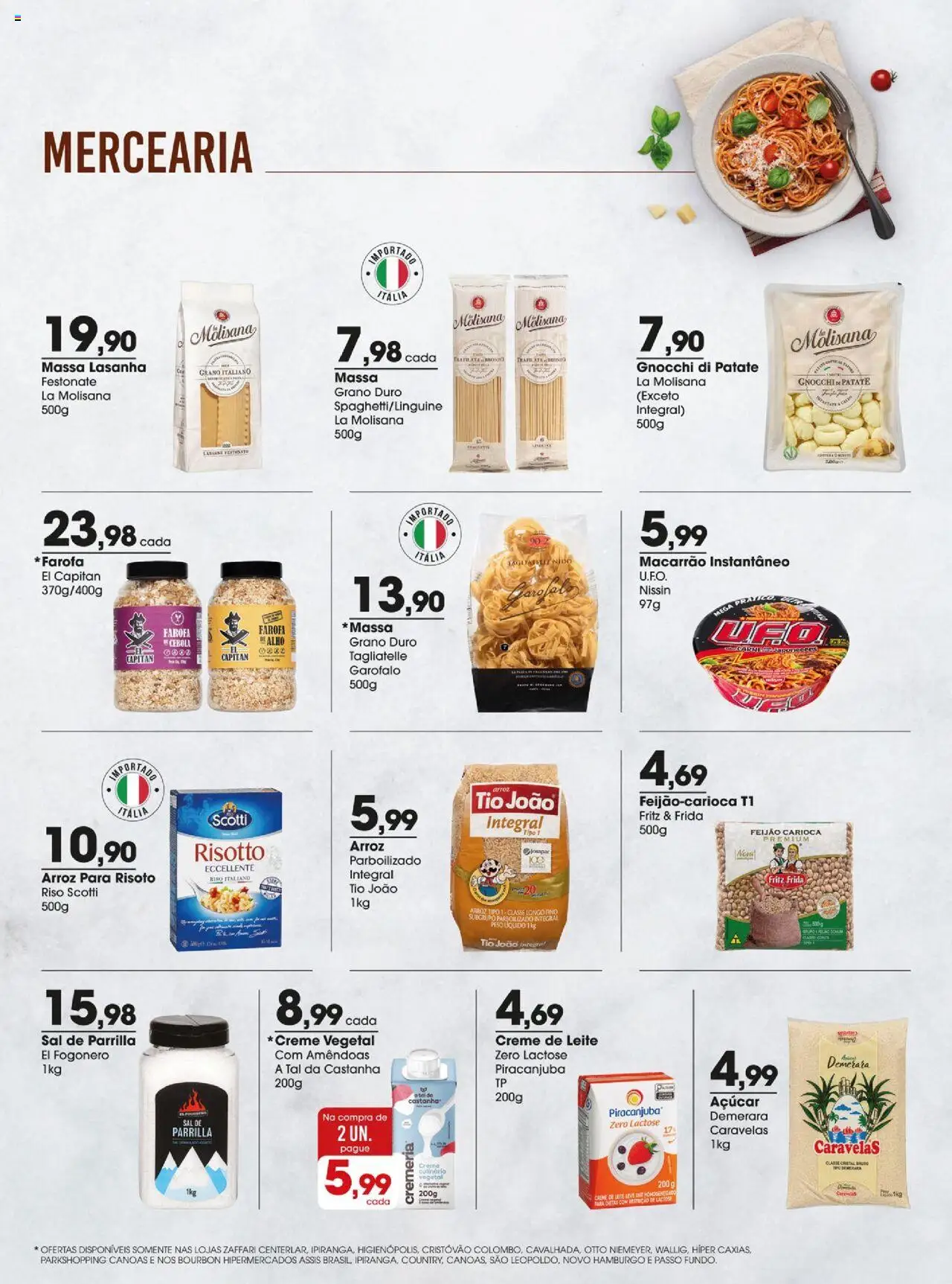 Zaffari Folheto - válido de 29.07.2025 | Página: 4 | Produtos: Leite, Arroz, Lasanha, Farofa