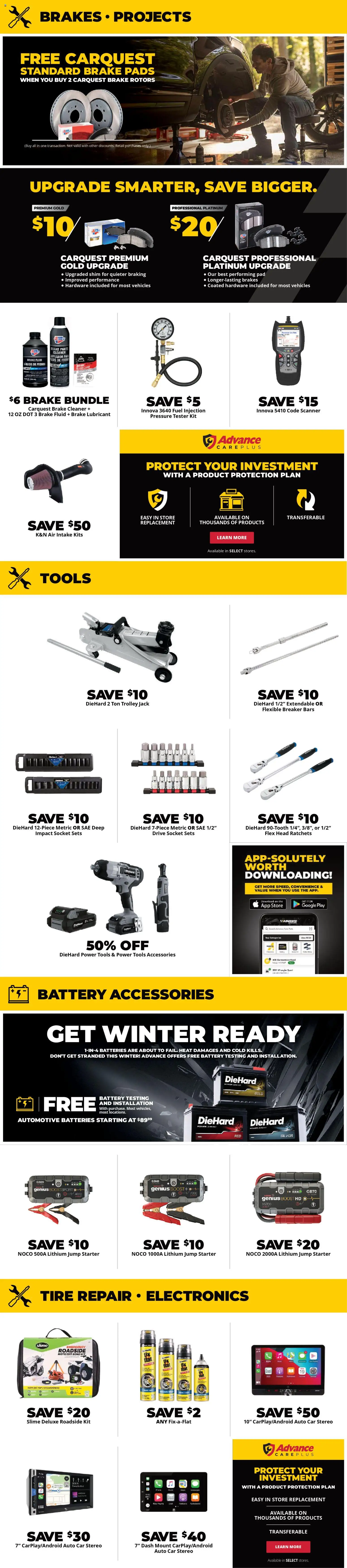 Advance Auto Parts Weekly Ad - valid from 01.11.2025 | Page: 4 | Products: Socket, Battery, Phone, Air Intake