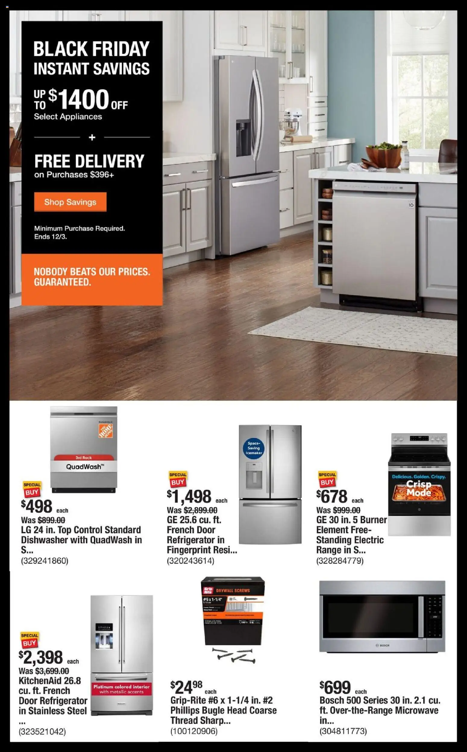 Home Depot Shop Pro Ad - PA - valid from 24.11.2025 | Page: 2 | Products: Microwave, Refrigerator, Dishwasher