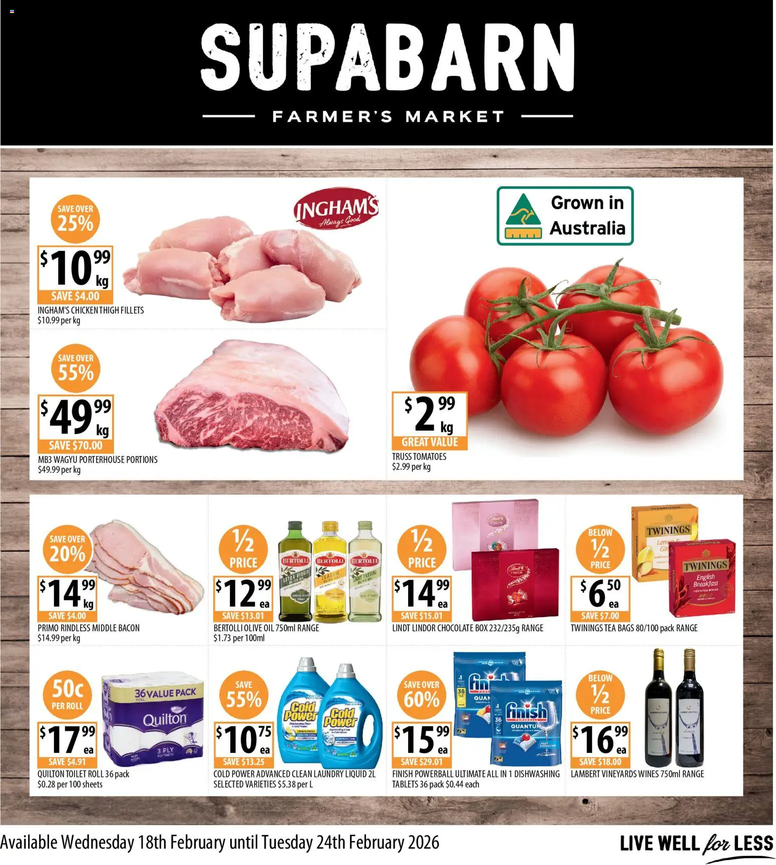 Supabarn catalogue - valid from 18.02.2026 | Page: 1 | Products: Tomatoes, Tea, Olive oil, Tablets