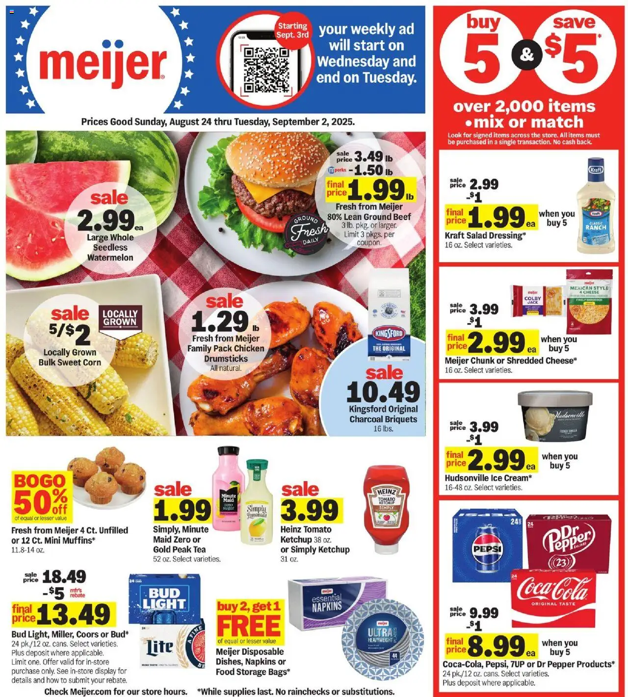 Meijer Weekly Ad - valid from 24.08.2025 | Page: 1 | Products: Tea, Ketchup, Salad, Pepper