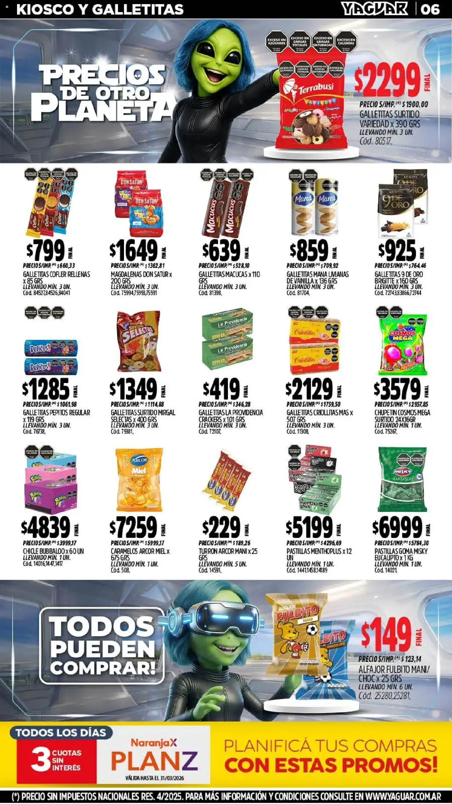 Yaguar - Oferta Semanal Salta │ válido desde el 02.03.2026 | Página: 6 | Productos: Mani, Chicle, Alfajor, Turrón