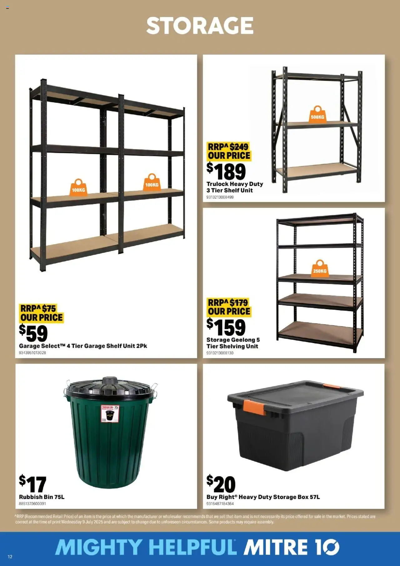 Mitre 10 catalogue - valid from 13.08.2025 | Page: 12 | Products: Shelf, Box, Rubbish bin