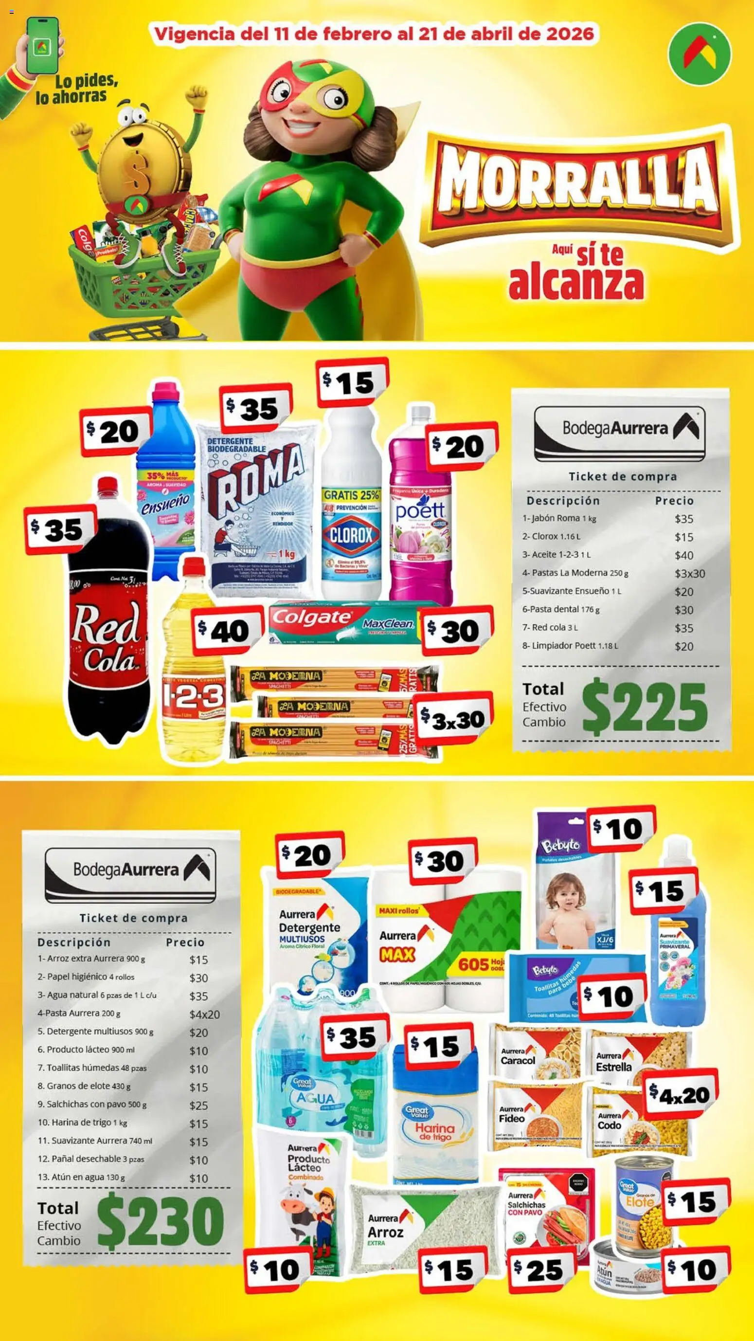 Nuevas ofertas de Bodega Aurrerá válidas en toda la República Mexicana desde el 11.02.2026. ¡Encuentra las mejores ofertas en Bodega Aurrerá folleto! | Página: 1 | Productos: Aceite, Arroz, Papel higiénico, Fragancia