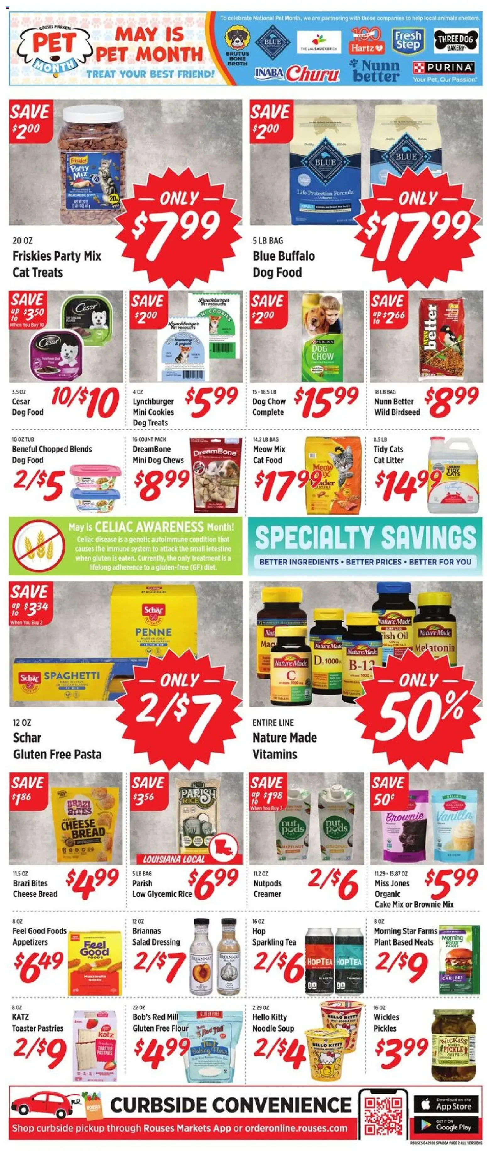 Rouses Weekly Ad - AL - valid from 29.04.2026 | Page: 5 | Products: Fish Oil, Melatonin, Dog Treats, Pasta