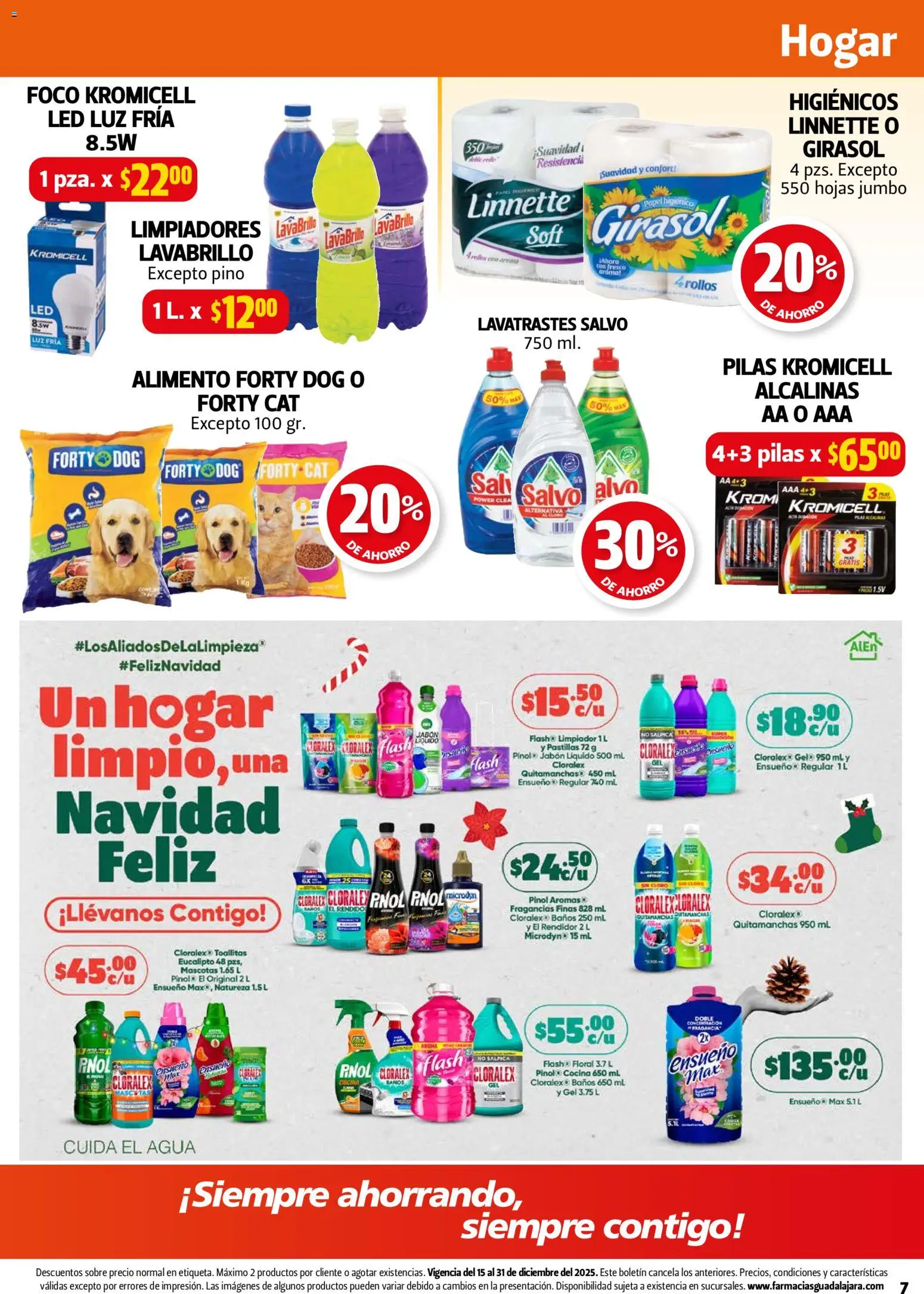 Nuevas ofertas de Farmacia Guadalajara válidas en toda la República Mexicana desde el 15.12.2025. ¡Encuentra las mejores ofertas en Farmacia Guadalajara catálogo! | Página: 7 | Productos: Agua, Limpiador, Cloro, Sobre