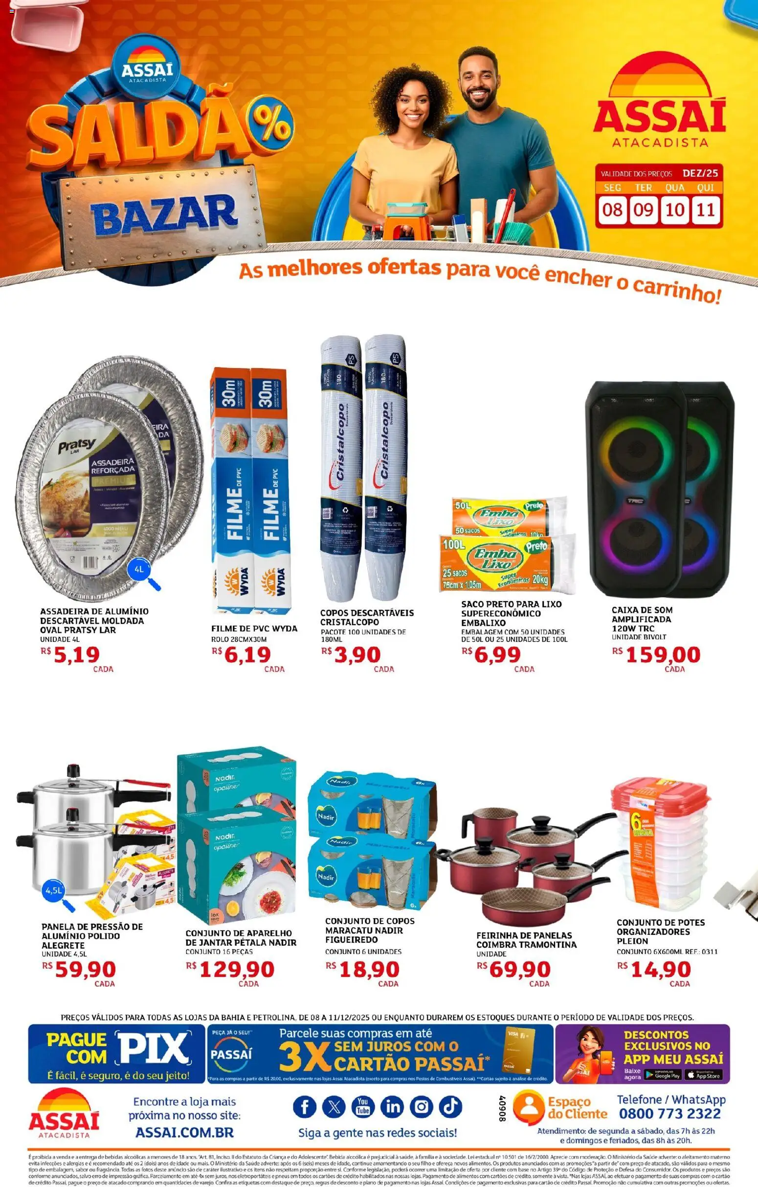 Assaí Atacadista Folheto - válido de 08.12.2025 | Página: 1 | Produtos: Rolo, Carrinho, Base, Potes