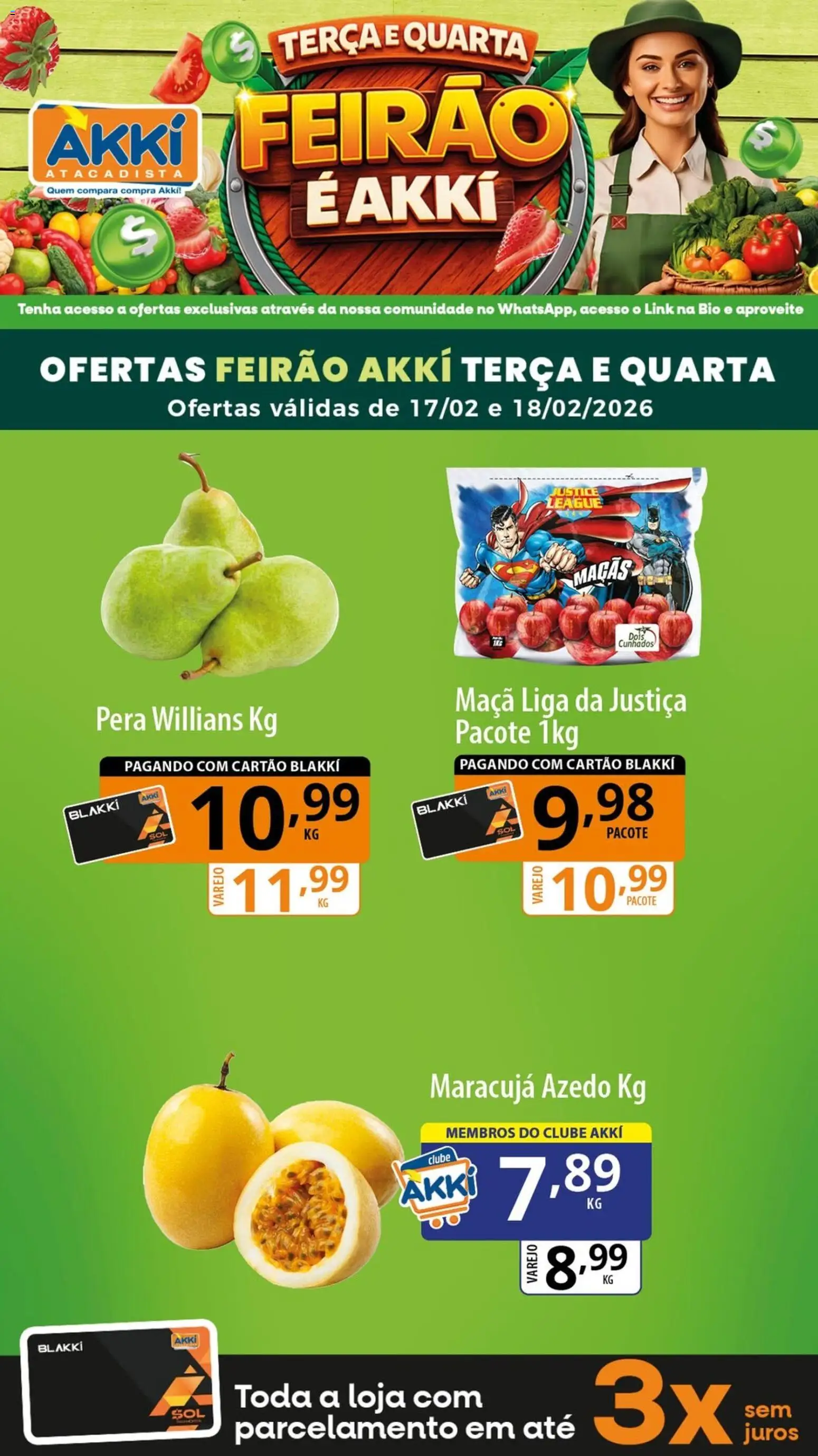 Akki Atacadista Folheto - válido de 17.02.2026 | Página: 3 | Produtos: Maracujá, Pera, Maçãs